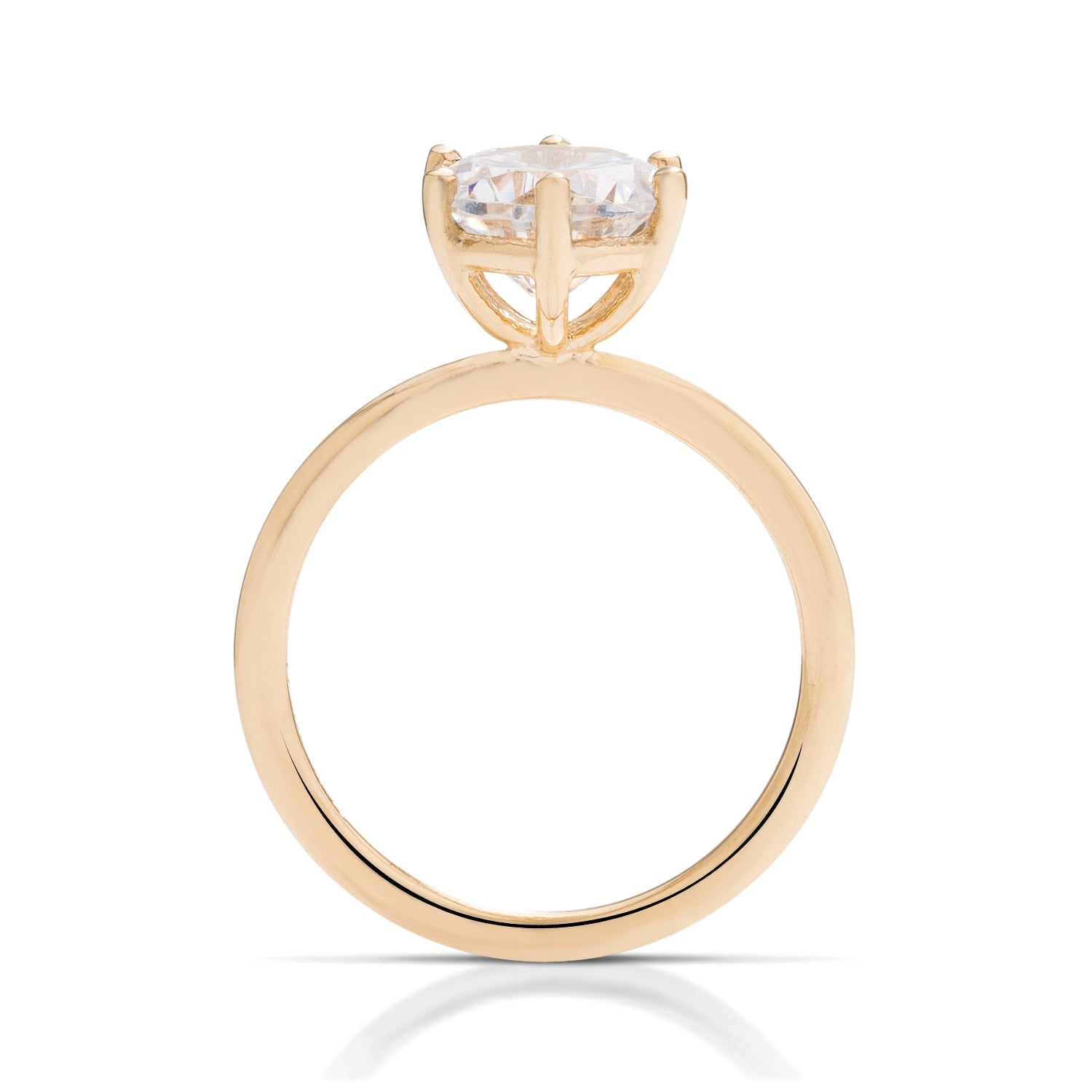 18k Yellow Gold Trellis Oval Solitaire Engagement Ring Semi-Mount - Charles Koll Jewelers