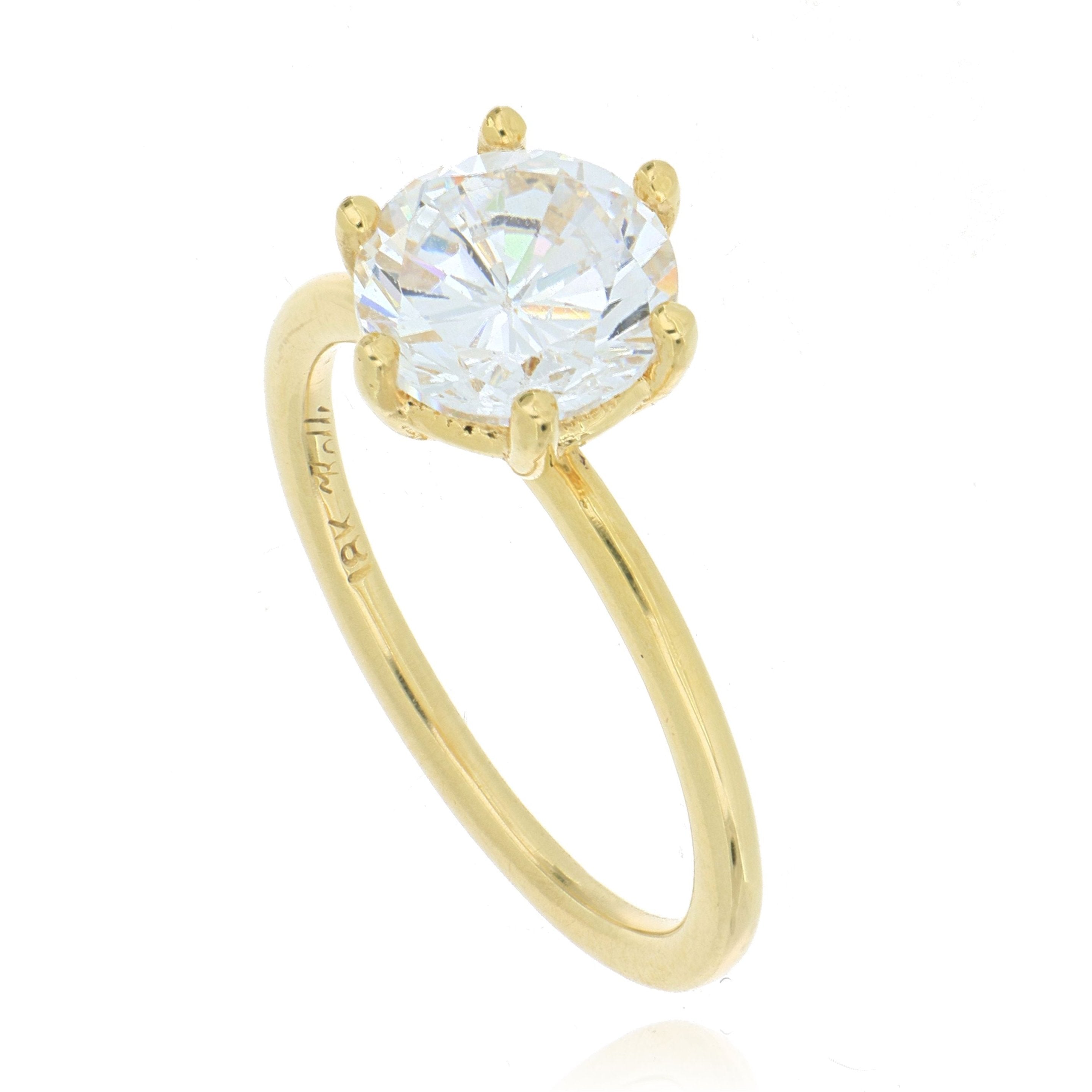 18k Yellow Gold 6 Prong Solitaire Engagement Ring Semi Mount