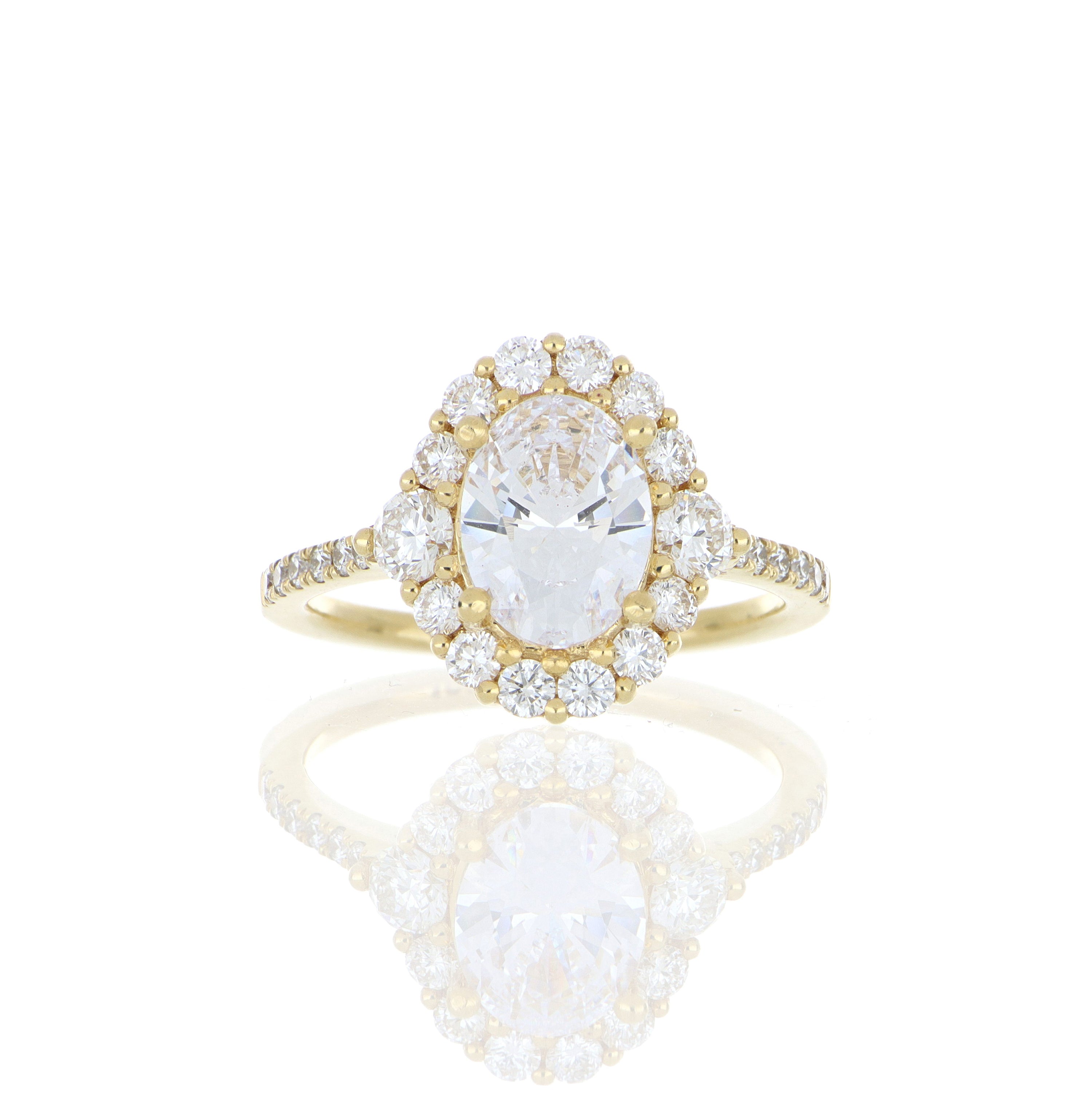 18k Yellow Gold Diamond Accented Halo Engagement Semi-Mount