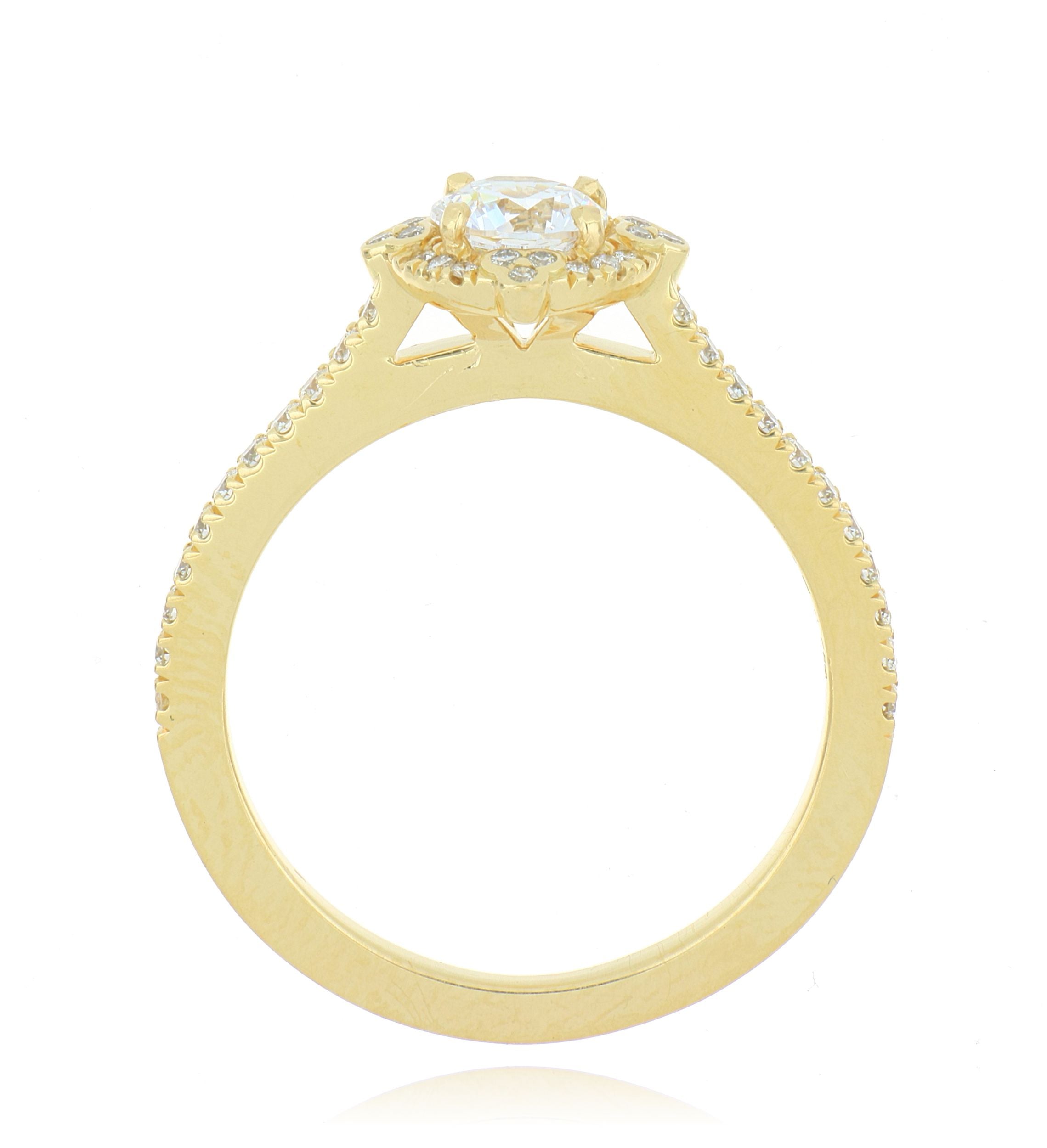 18k Yellow Gold Compass Halo Ring