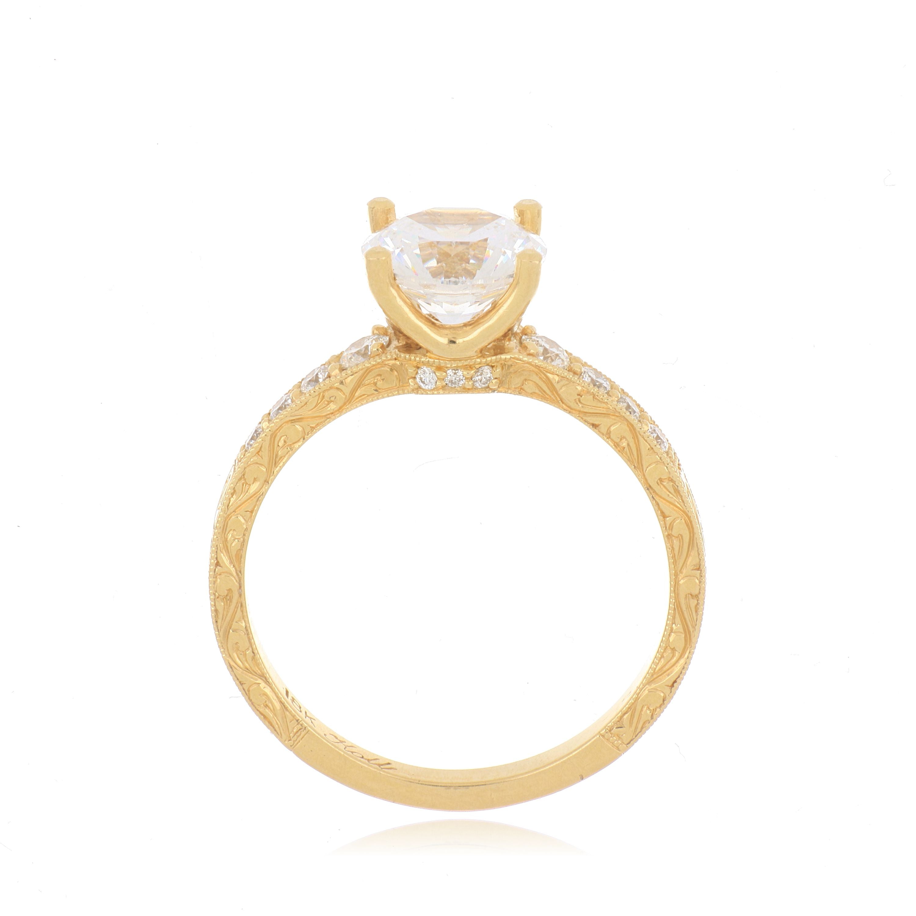 18k Yellow Gold Diamond Accented Engagement Ring Semi Mount