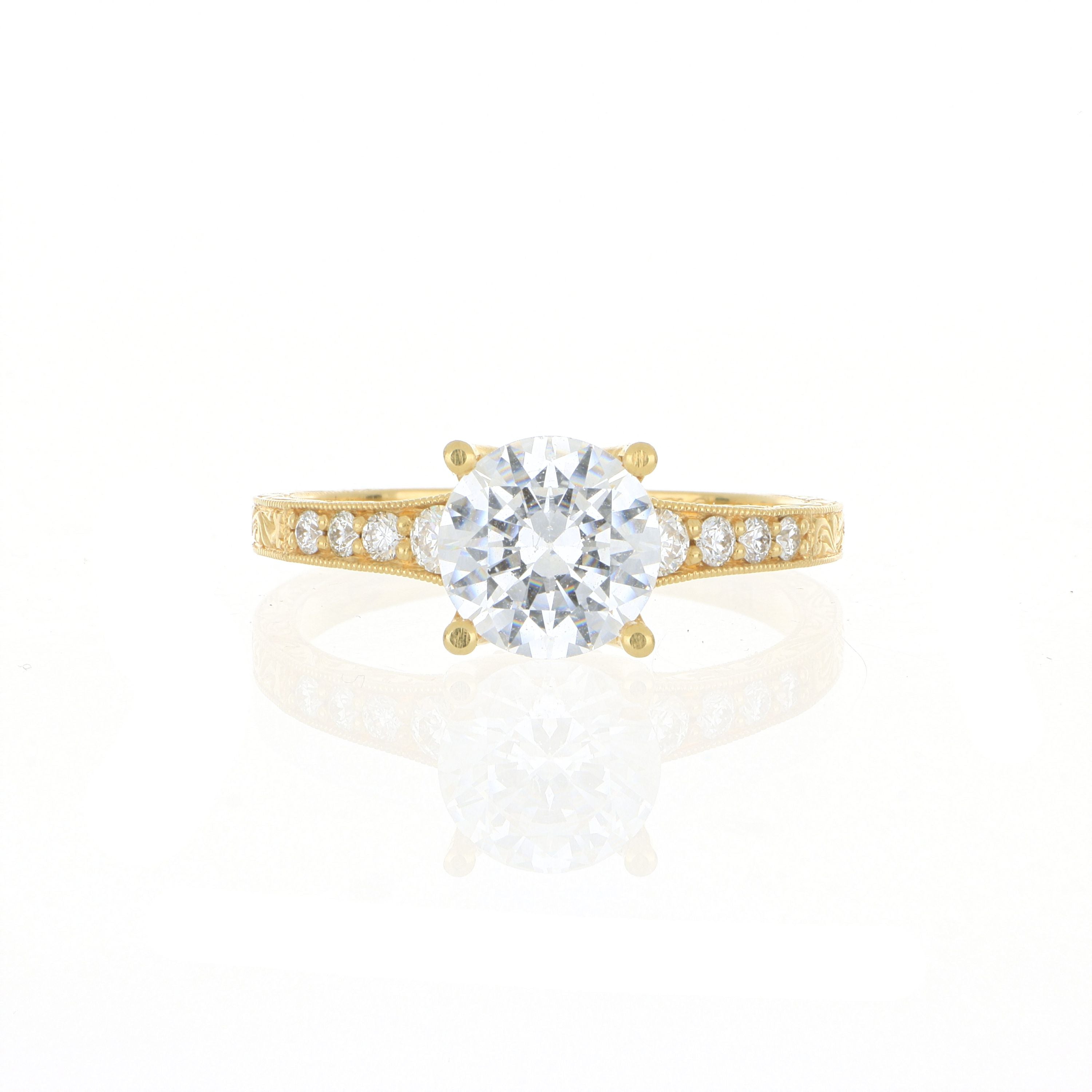 18k Yellow Gold Diamond Accented Engagement Ring Semi Mount