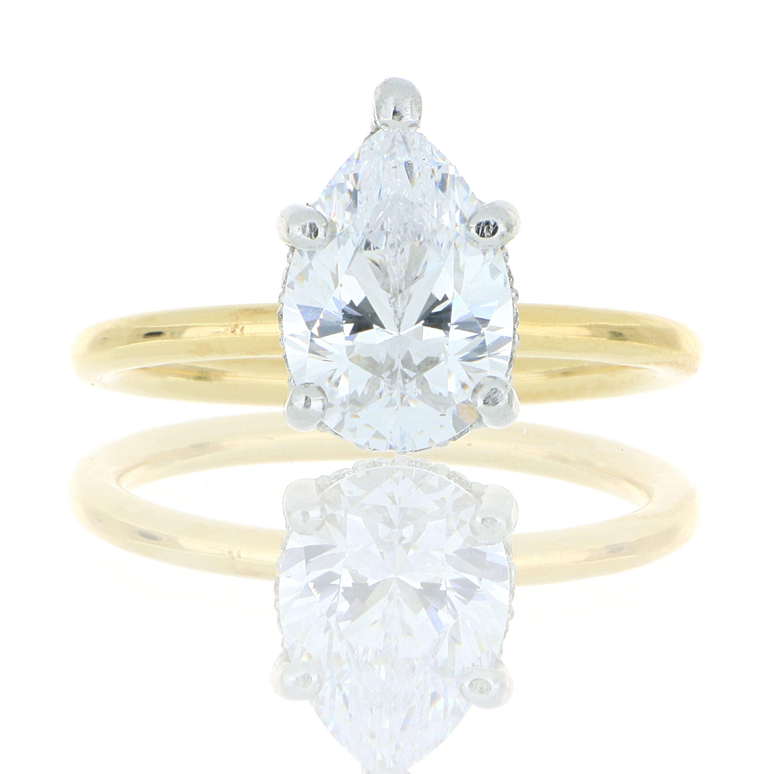 18k Yellow Gold and Platinum Engagement Semi-Mount