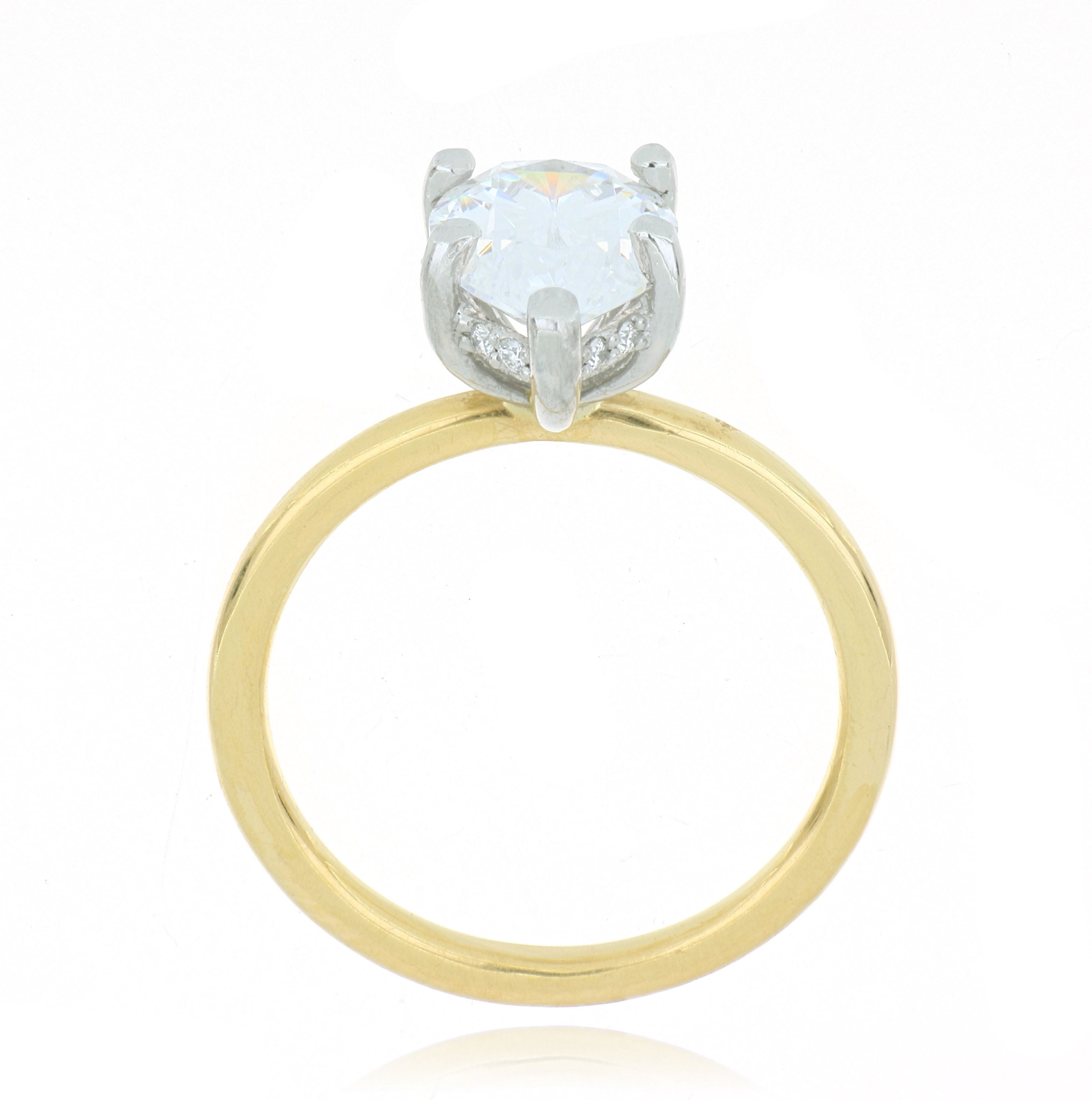 18k Yellow Gold and Platinum Engagement Semi-Mount