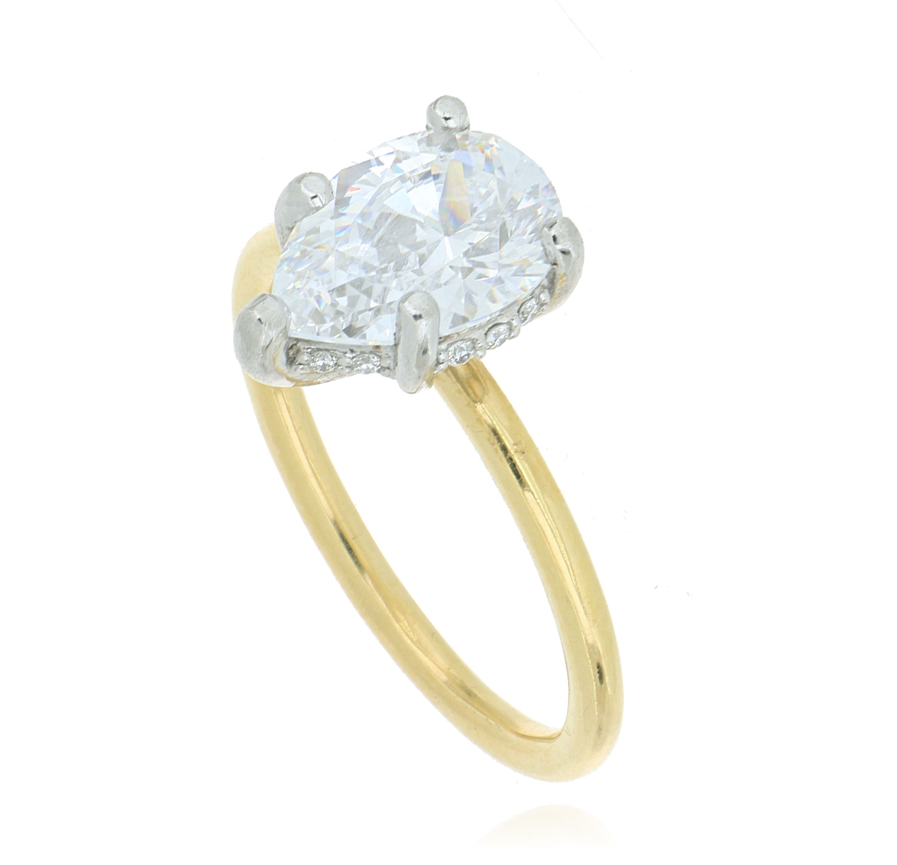 18k Yellow Gold and Platinum Engagement Semi-Mount