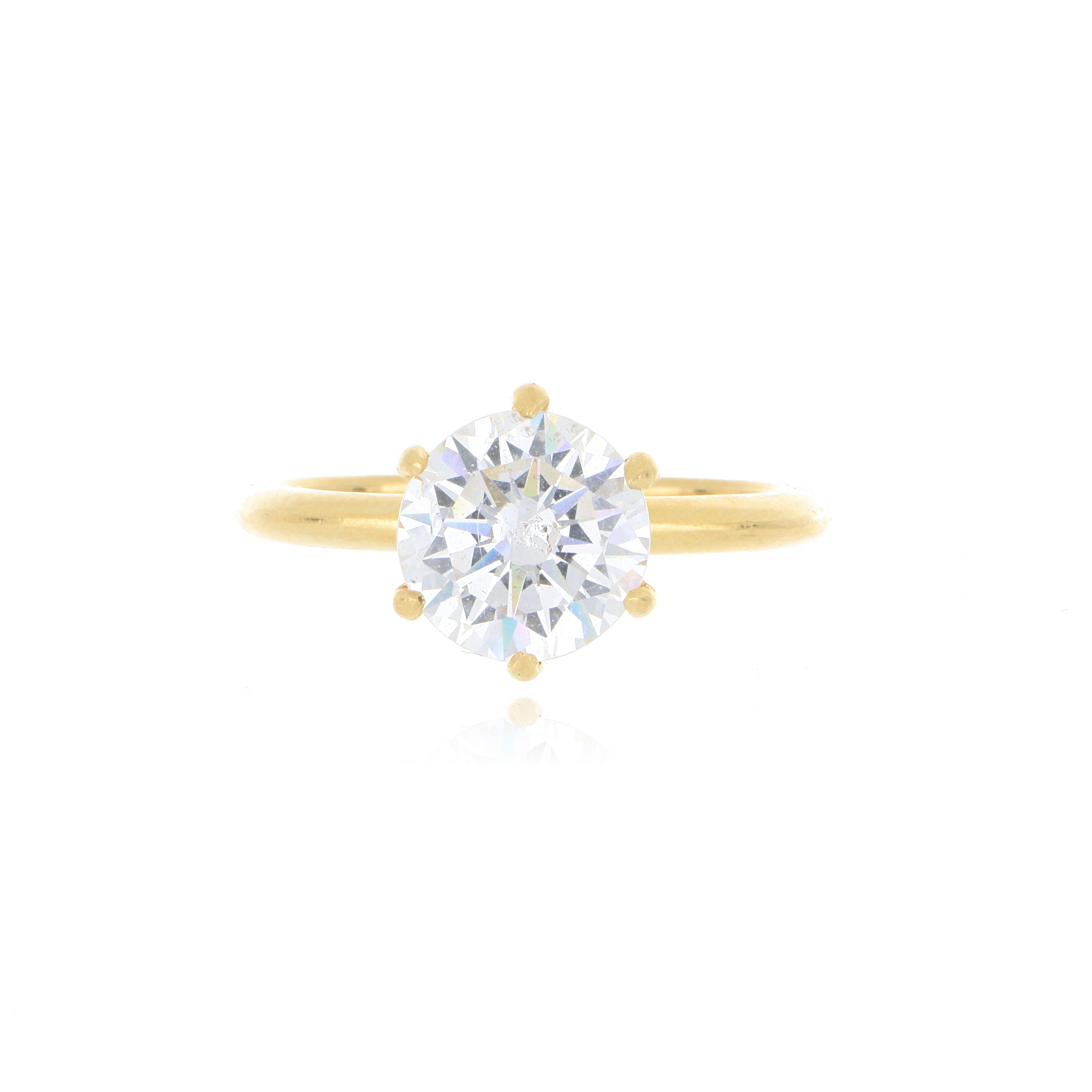 18k Yellow Gold 6 Prong Solitaire Semi Mount