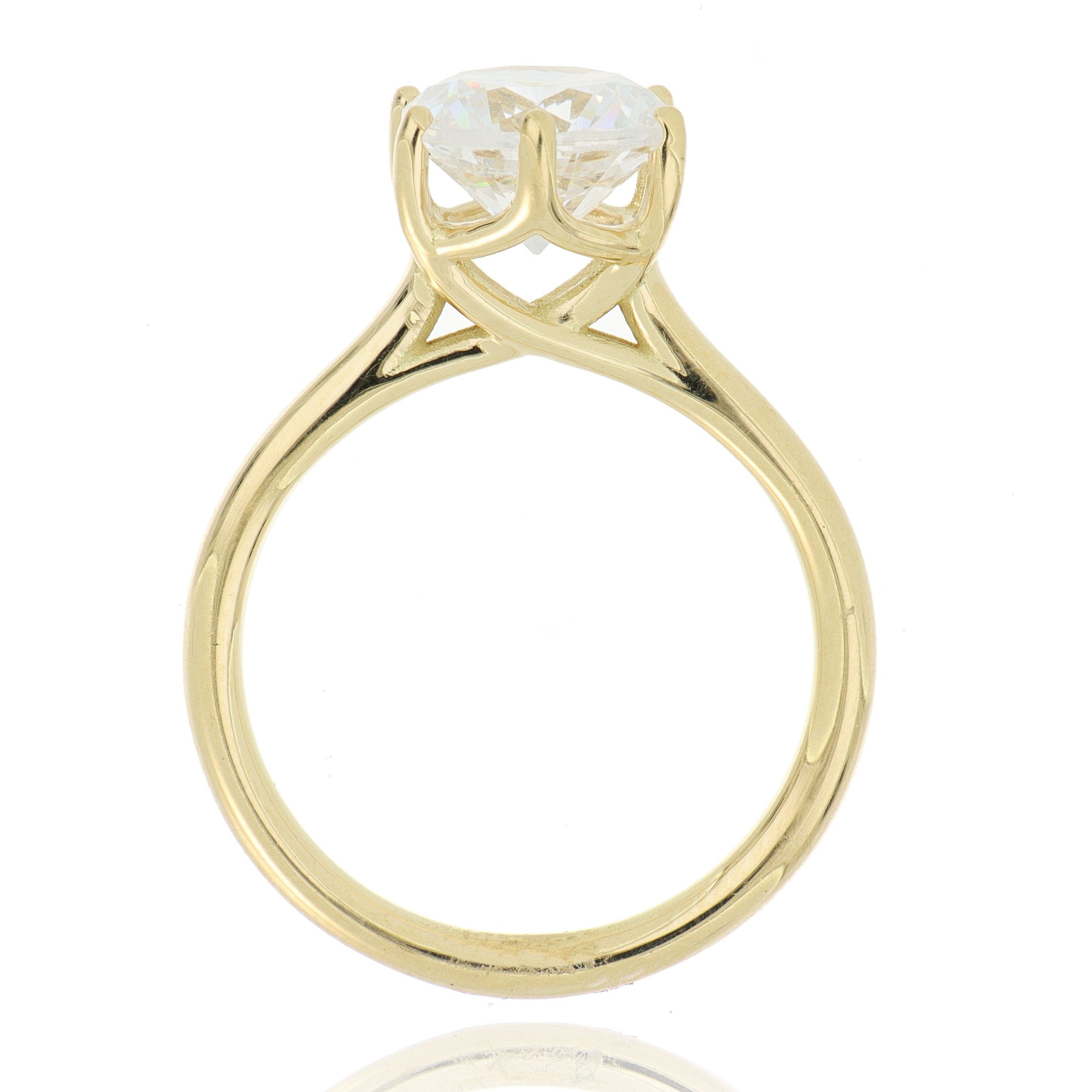 18k Yellow Gold 6 Prong Solitaire Engagement Ring Semi Mount