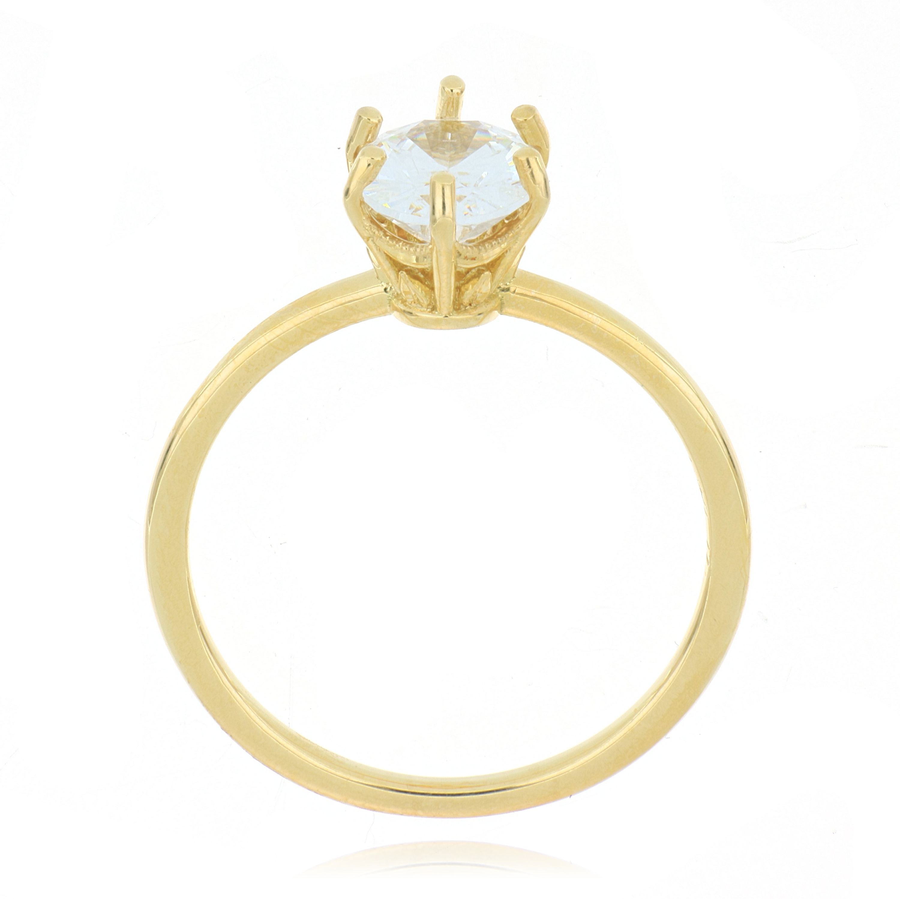 18k Yellow Gold 6 Prong Semi-Mount for Oval Shaped Solitaire