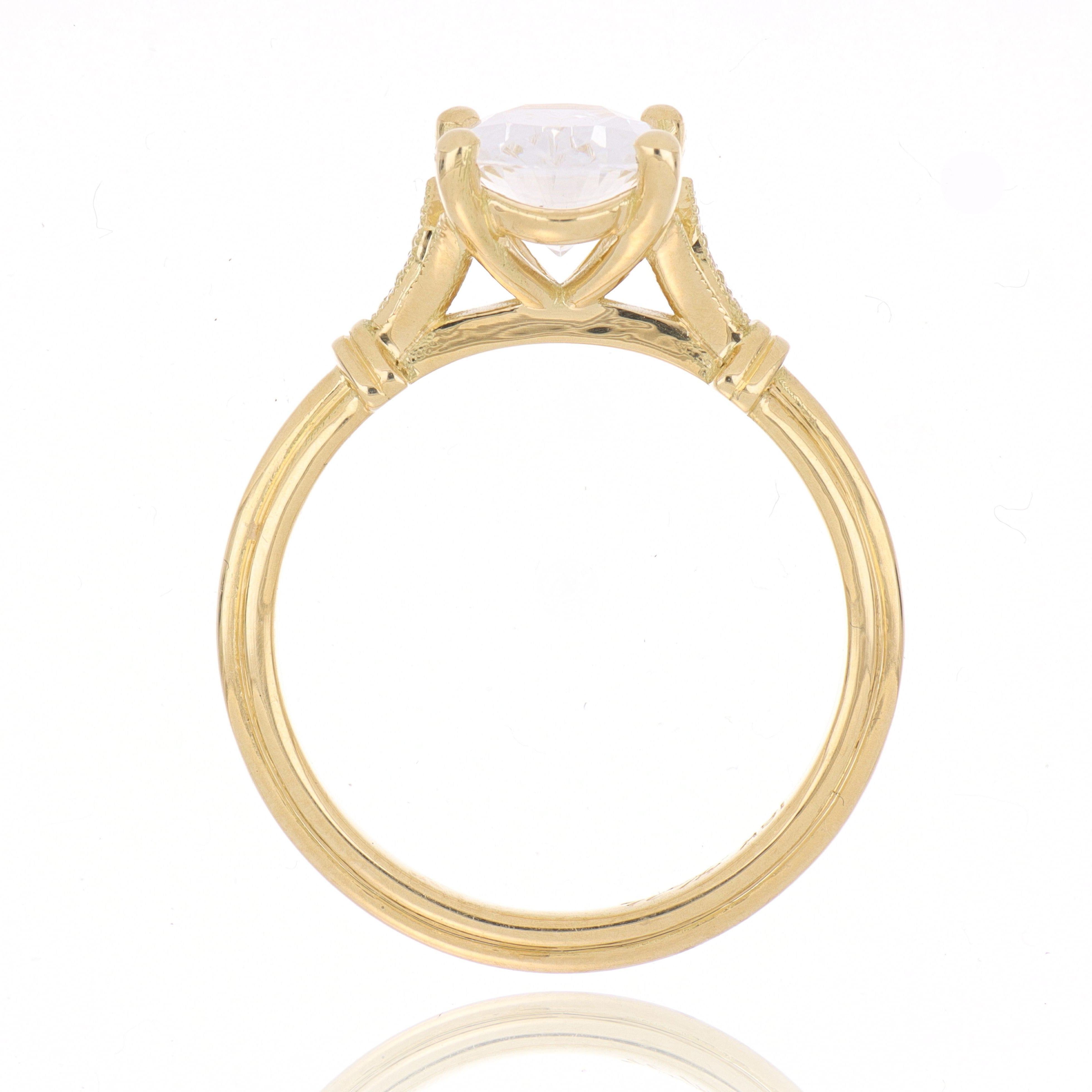 18k Yellow Gold Diamond Accented Engagement Ring Semi Mount