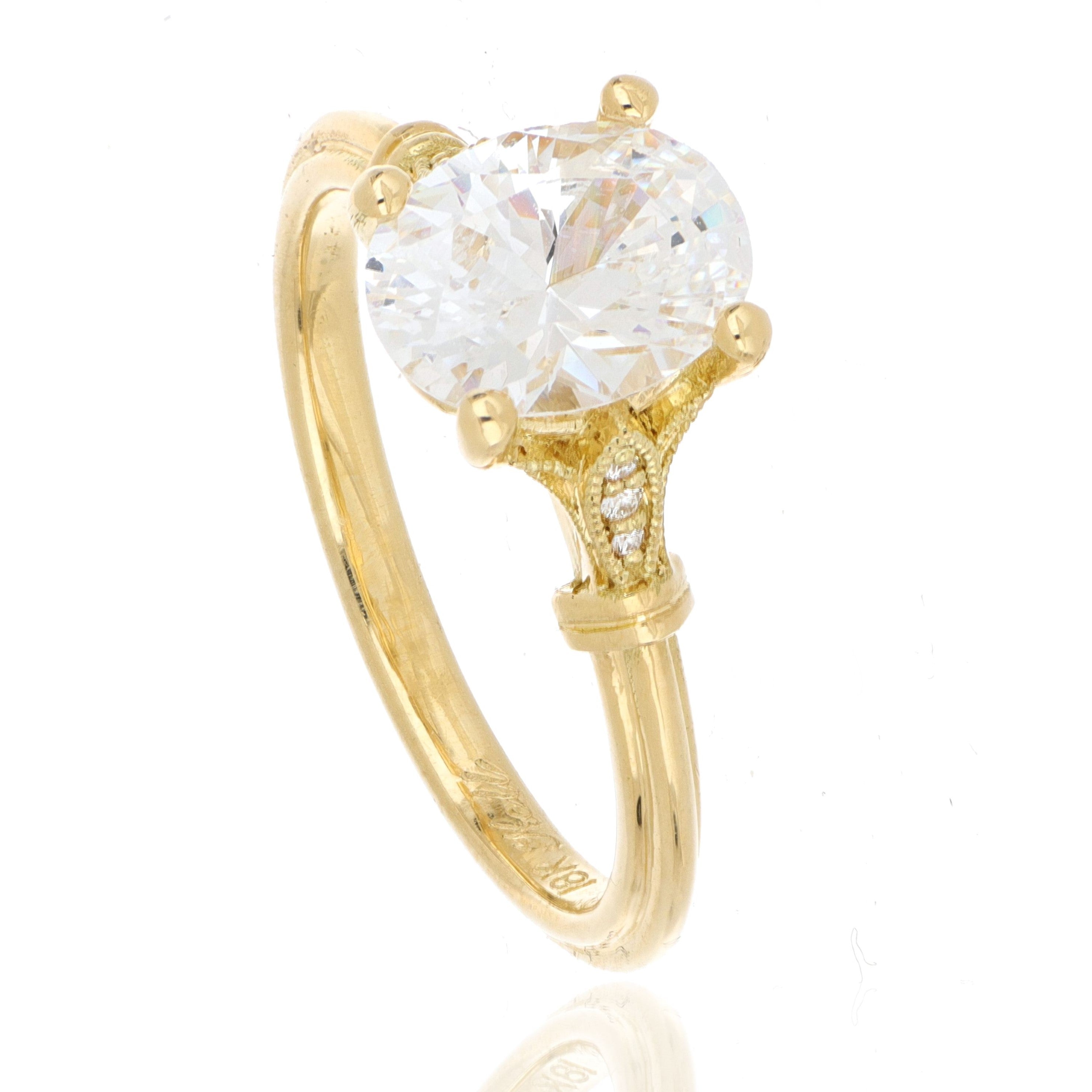 18k Yellow Gold Diamond Accented Engagement Ring Semi Mount