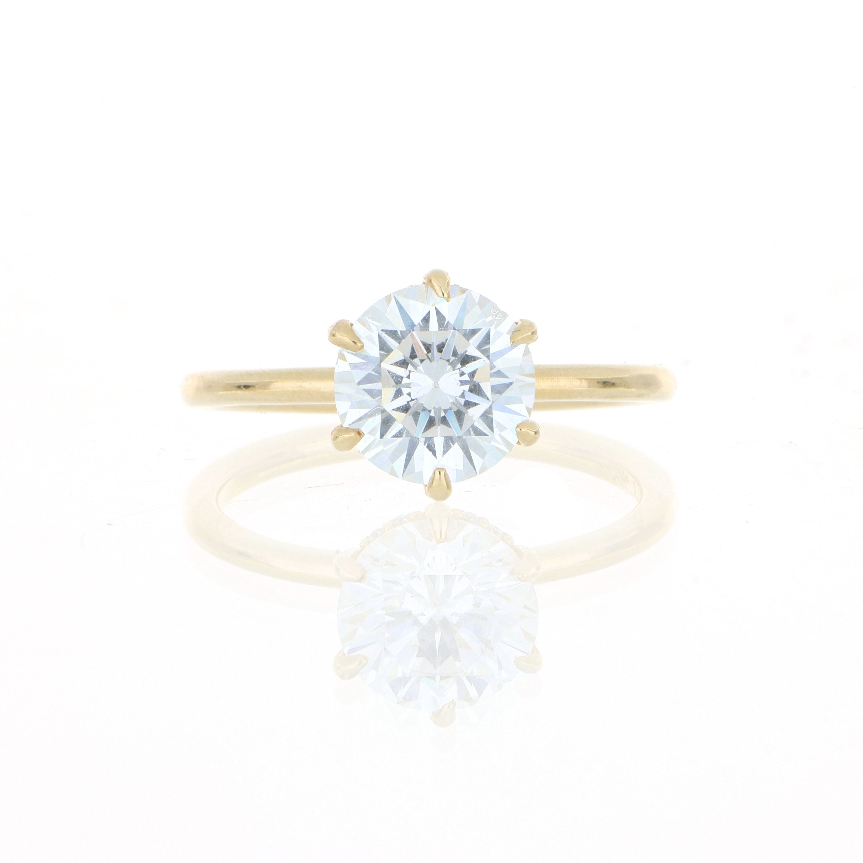 14k Yellow Gold Diamond Halo CZ Engagement Ring