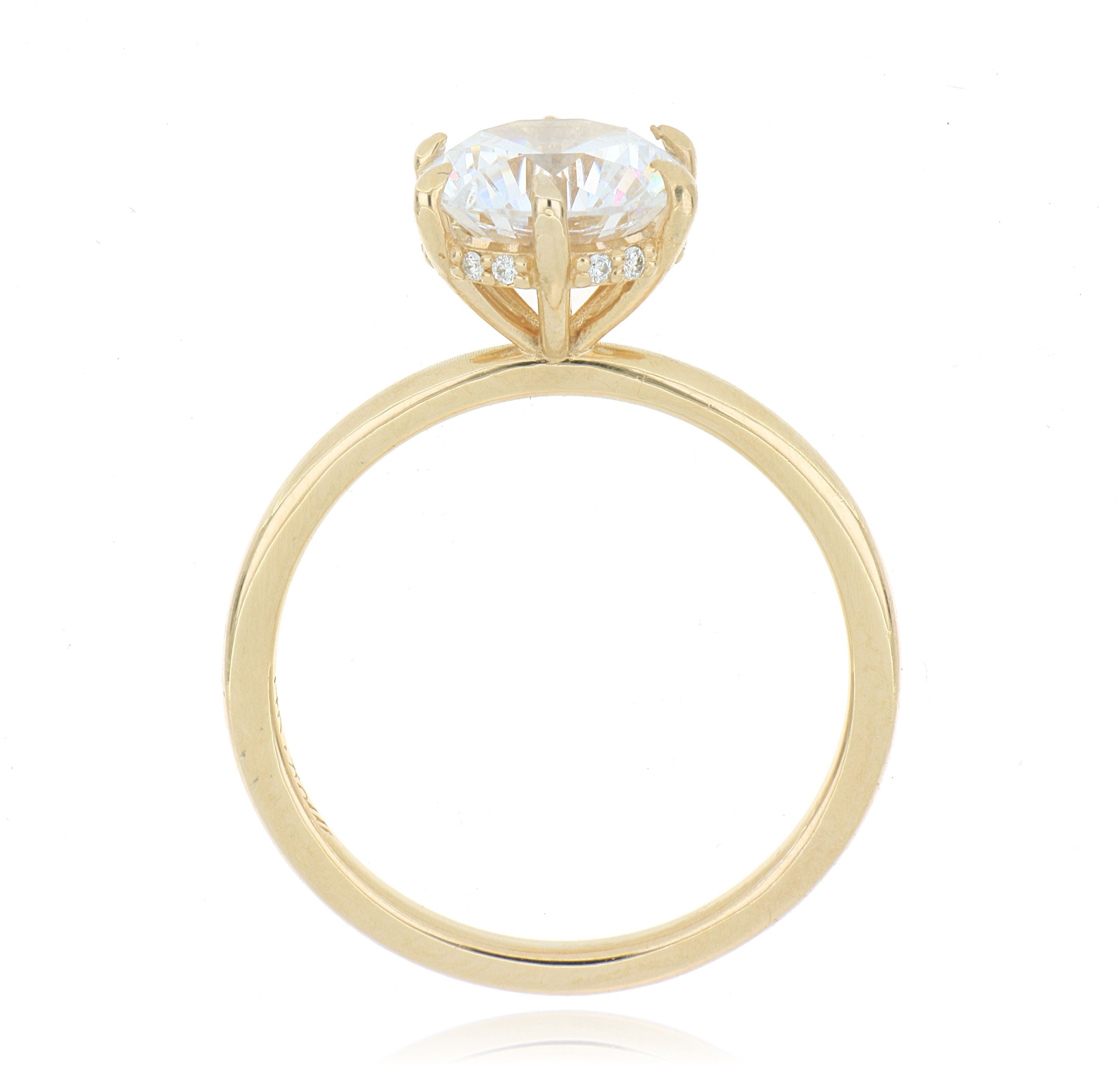 14k Yellow Gold Diamond Halo CZ Engagement Ring