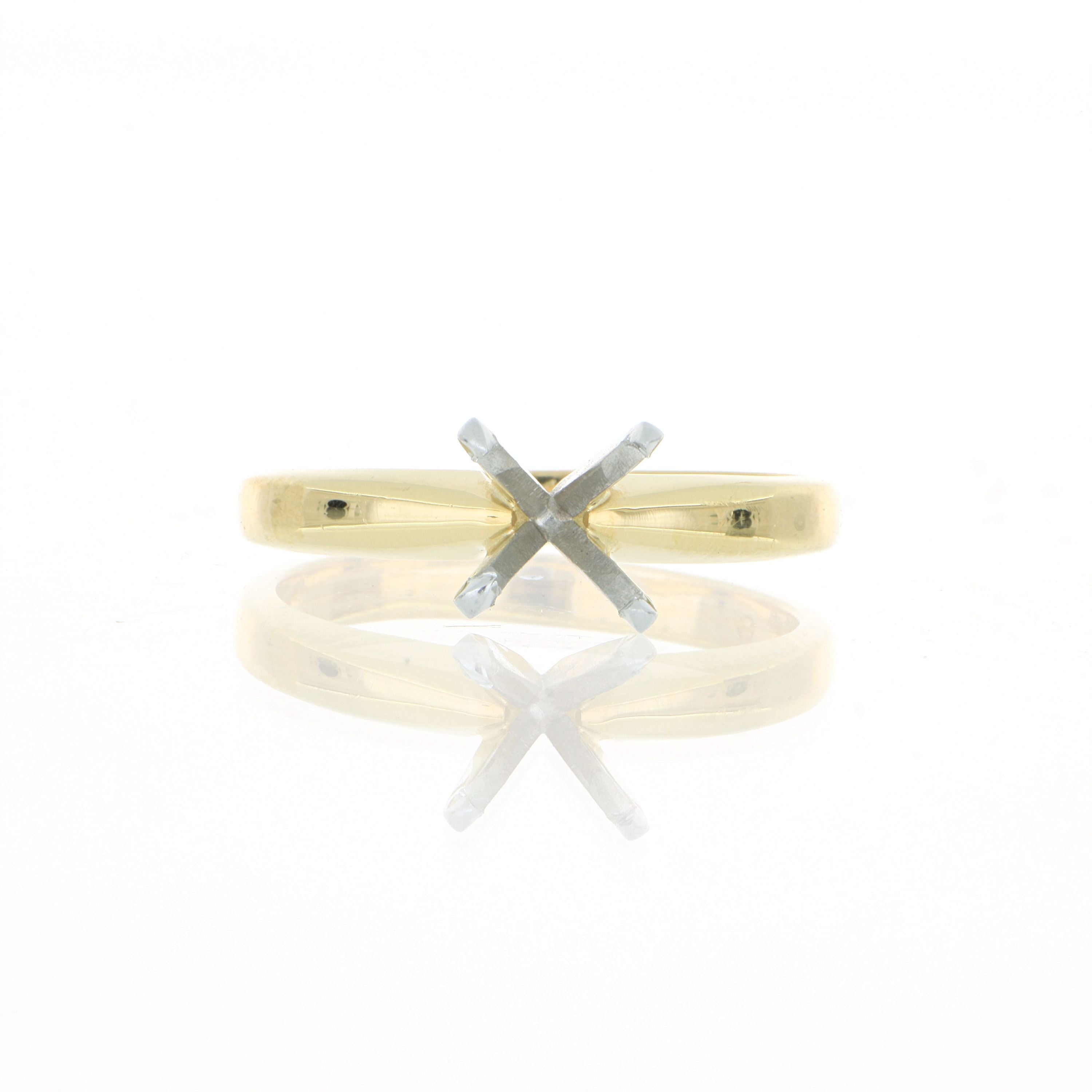 18k Yellow Gold and Platinum Solitaire Semi-Mount