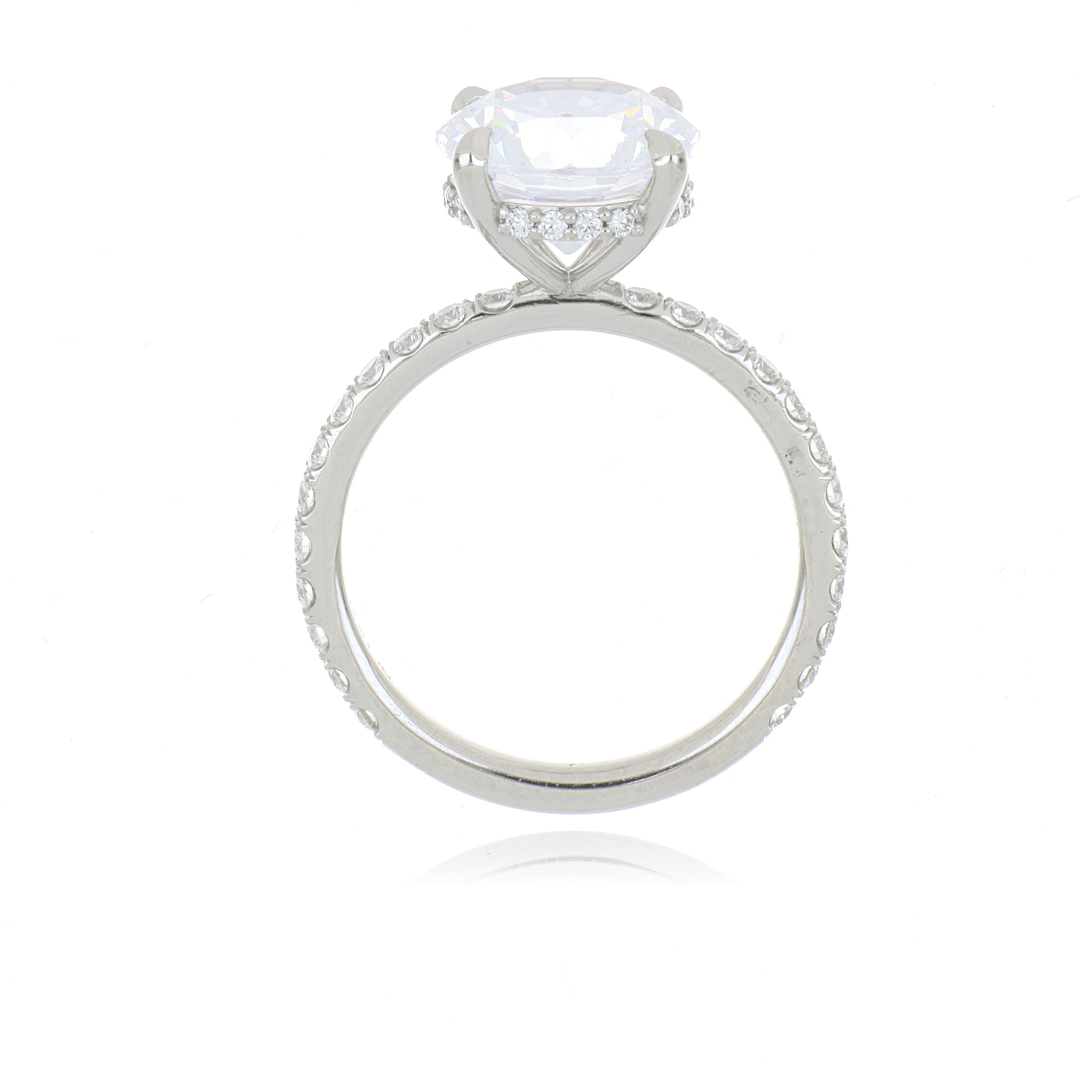Platinum Diamond Accented Hidden Halo Engagement Ring Semi Mount