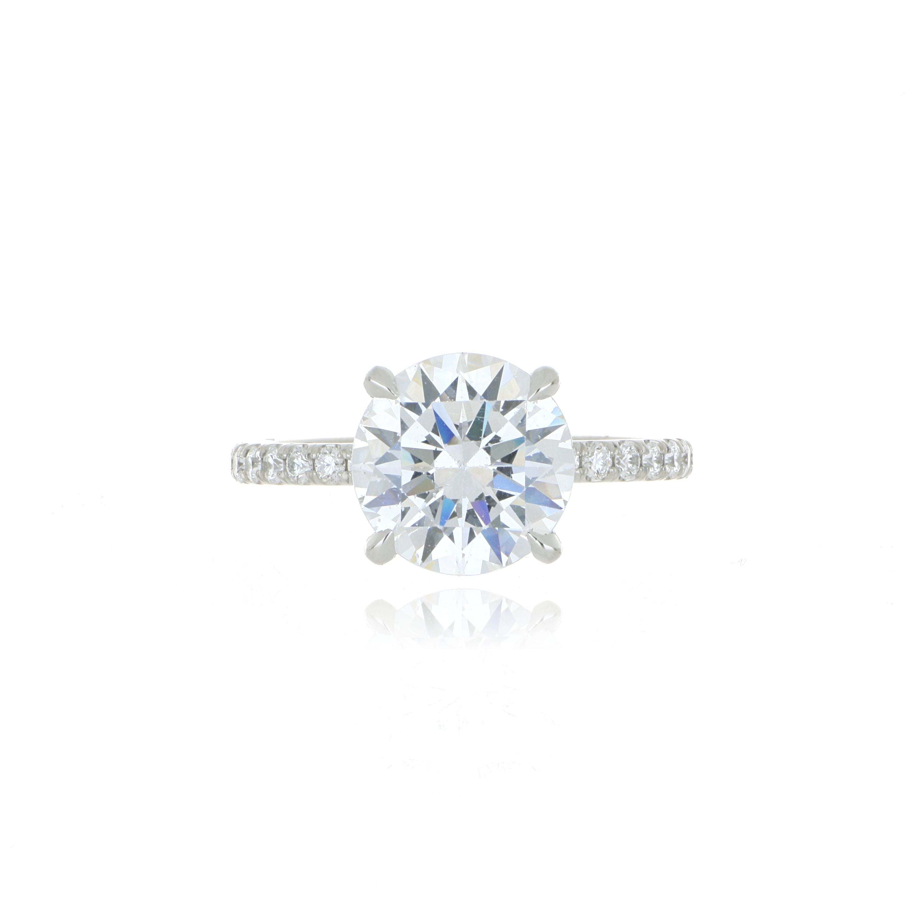 Platinum Diamond Accented Hidden Halo Engagement Ring Semi Mount