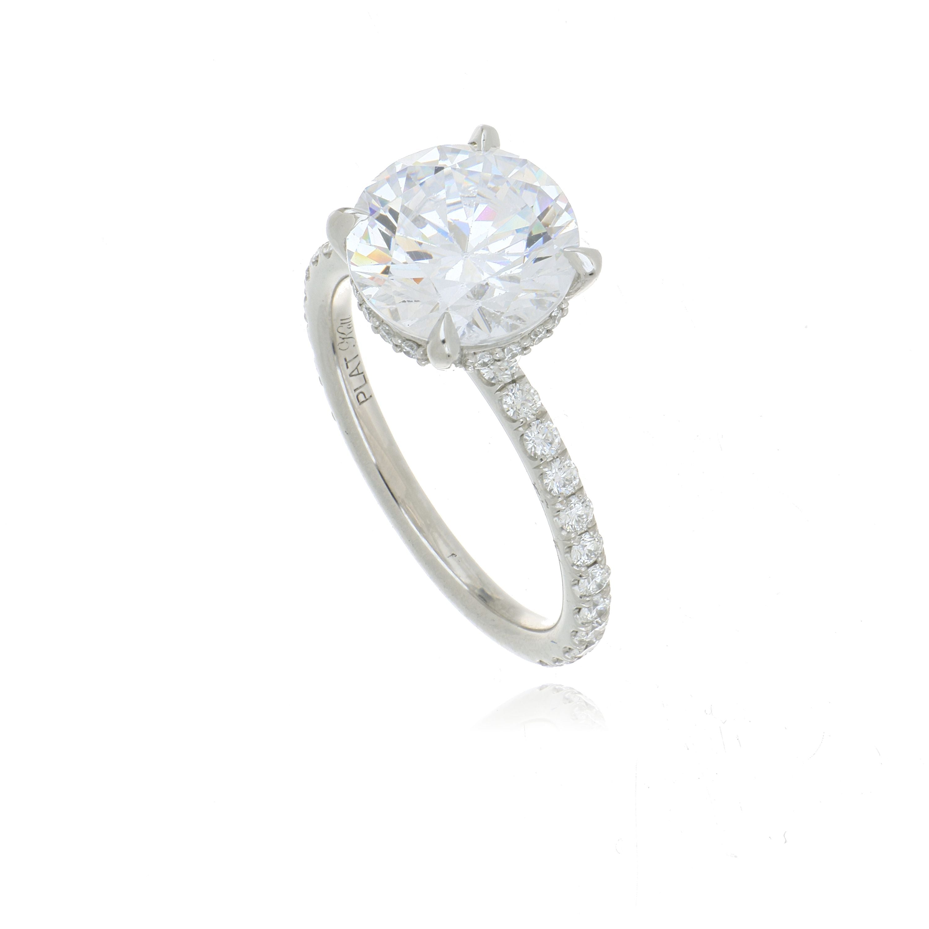 Platinum Diamond Accented Hidden Halo Engagement Ring Semi Mount