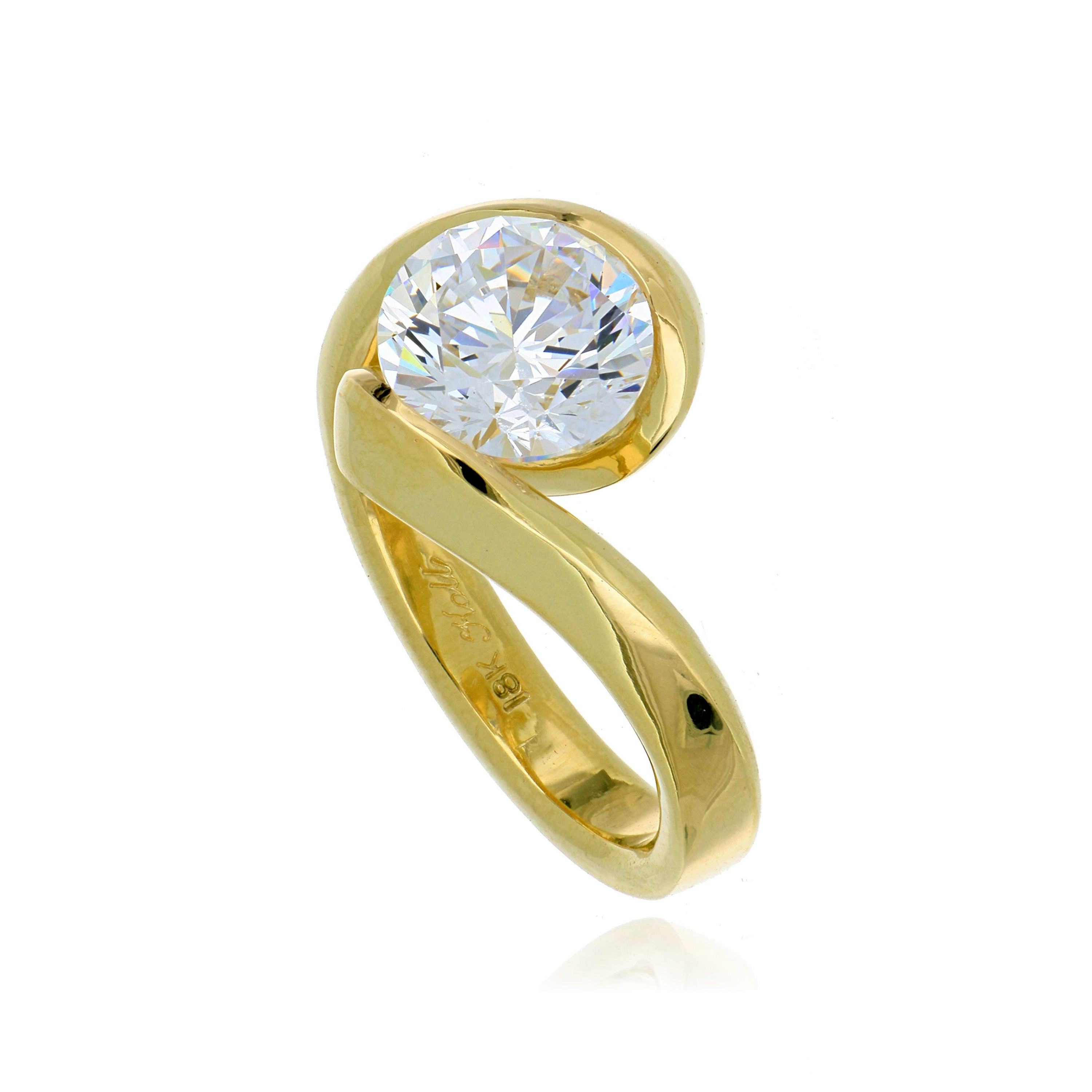 18k Yellow Gold Ribbon Semi Mount - Charles Koll Jewelers