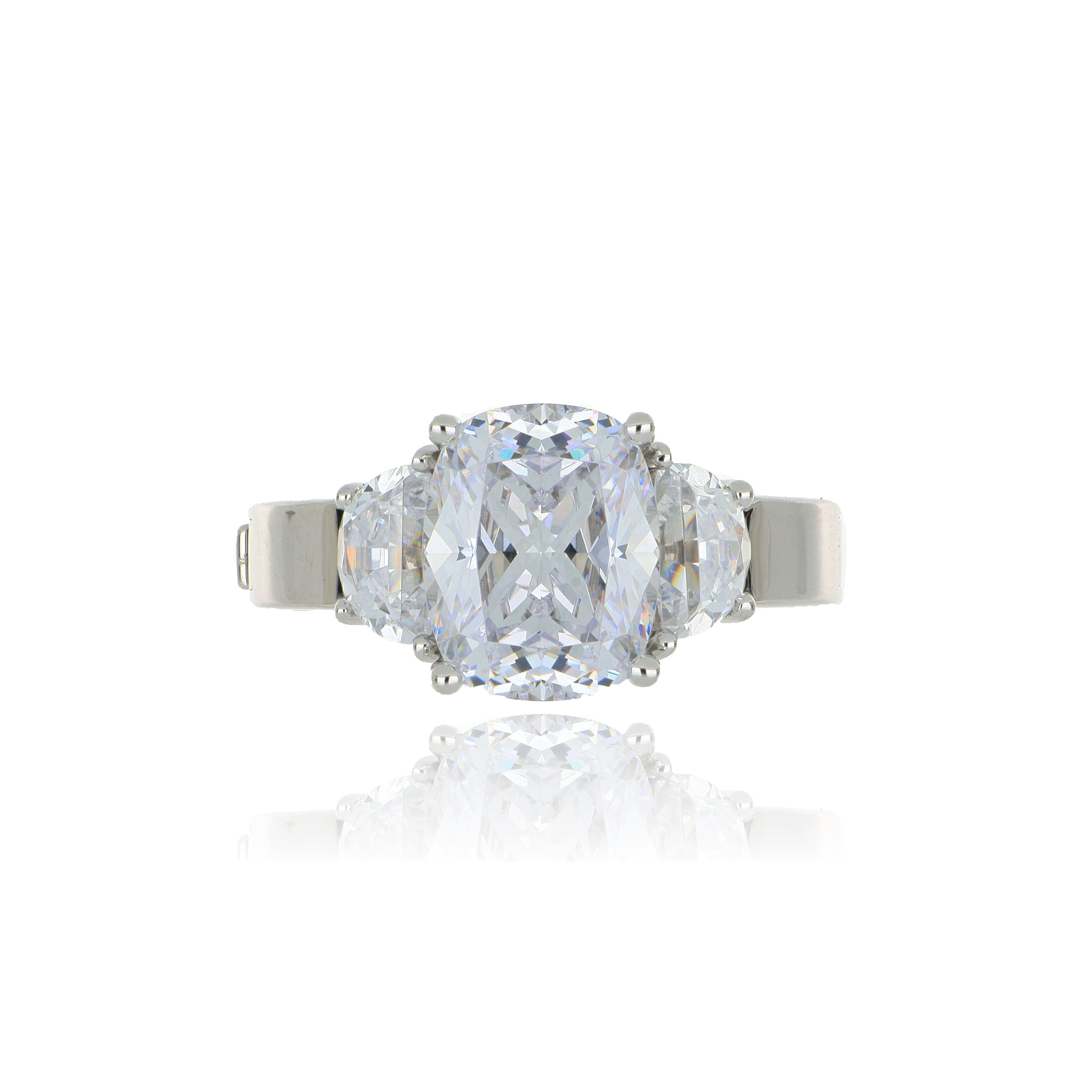 14k White Gold 3 Stone Semi Mount - Charles Koll Jewelers