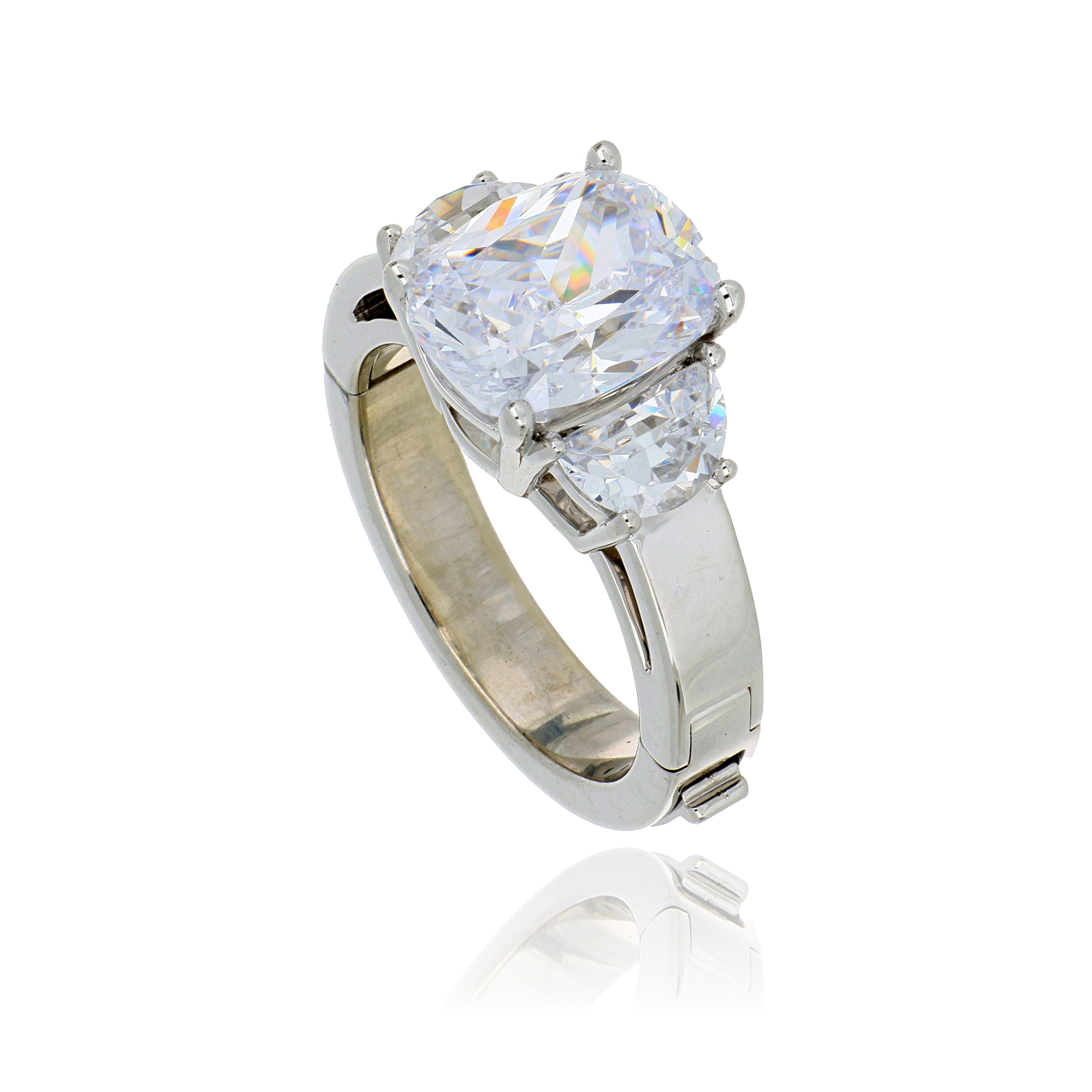 14k White Gold 3 Stone Semi Mount - Charles Koll Jewelers