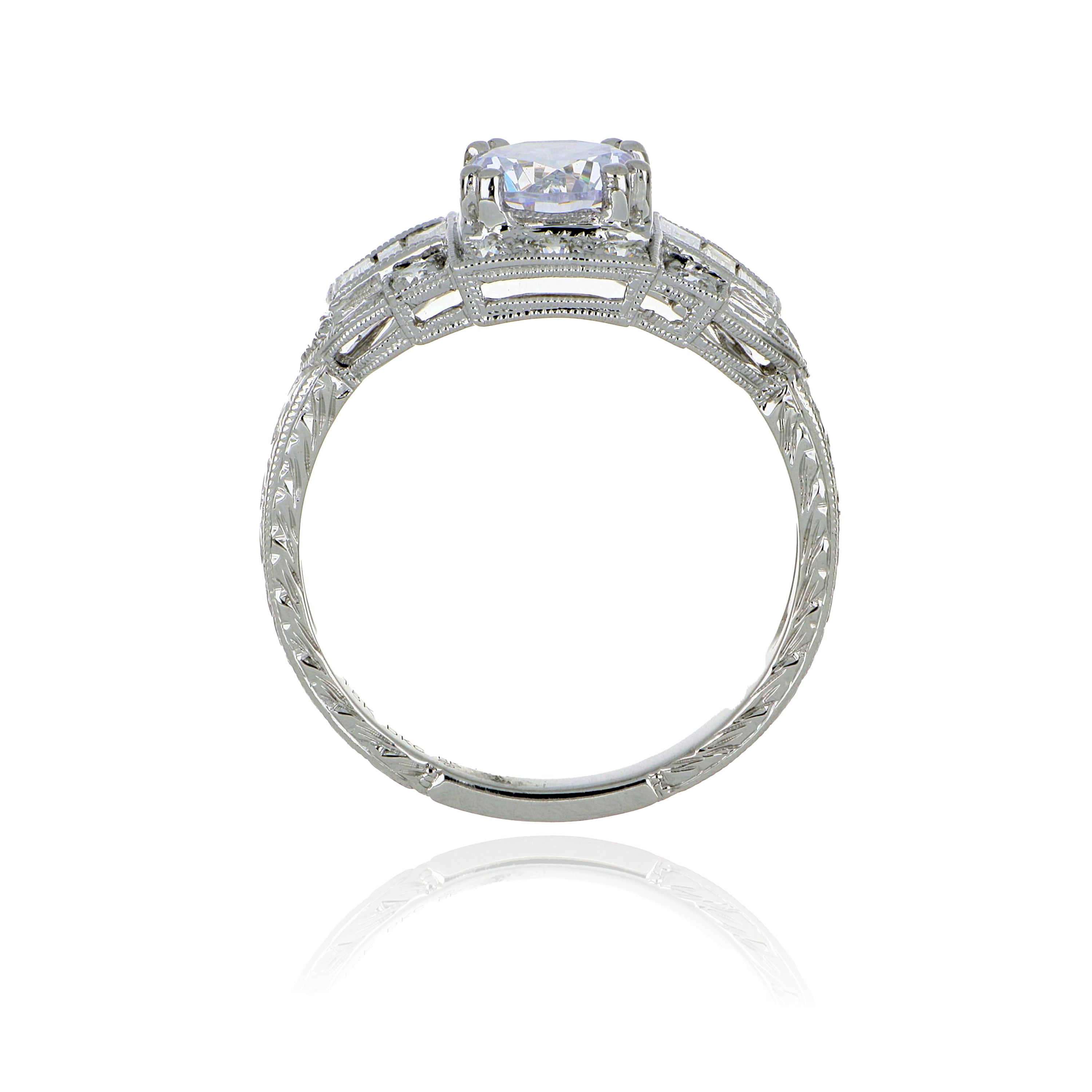 18k White Gold Diamond Accented Semi Mount Engagement Ring - Charles Koll Jewelers