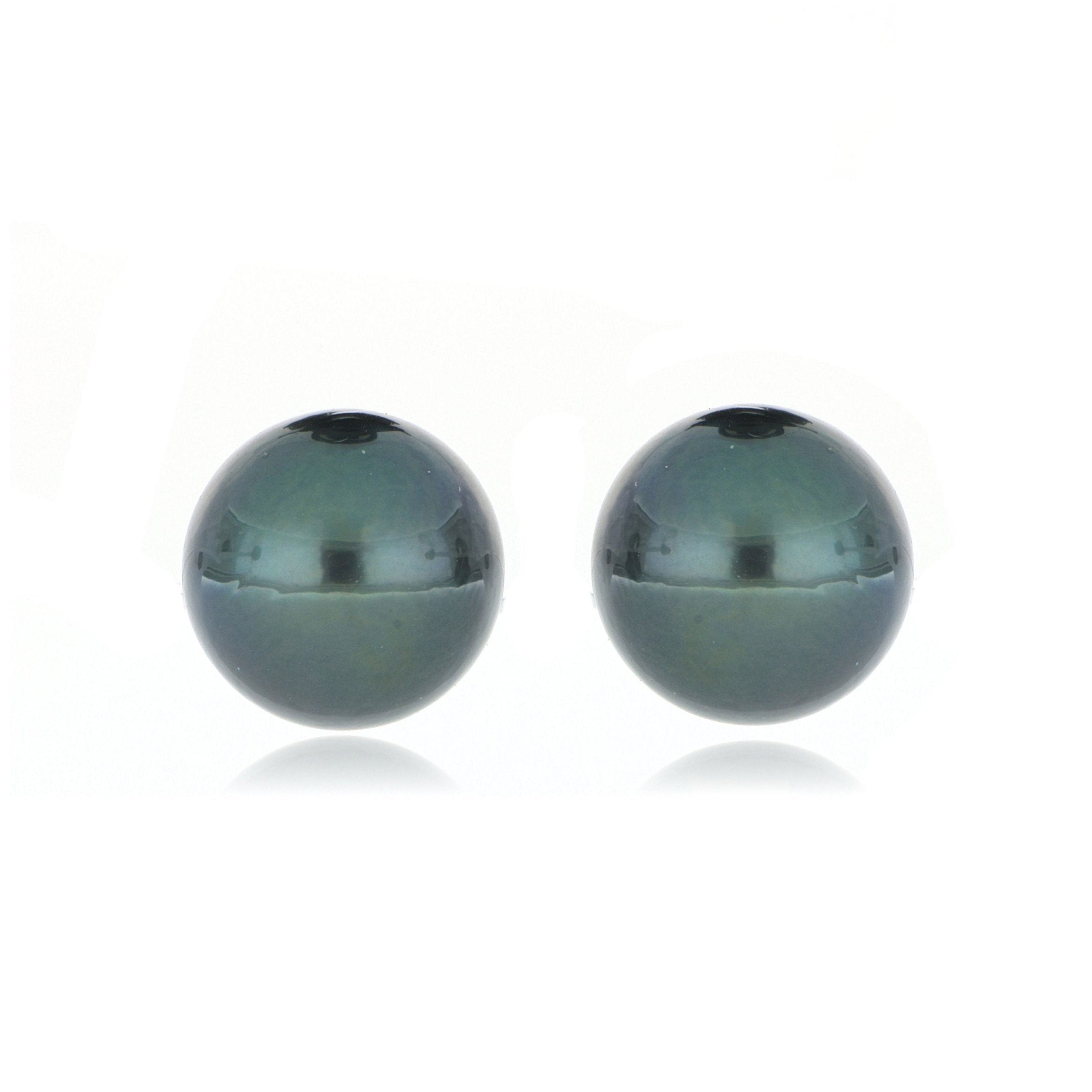 14k Yellow Gold 11.5mm Tahitian Pearl Studs