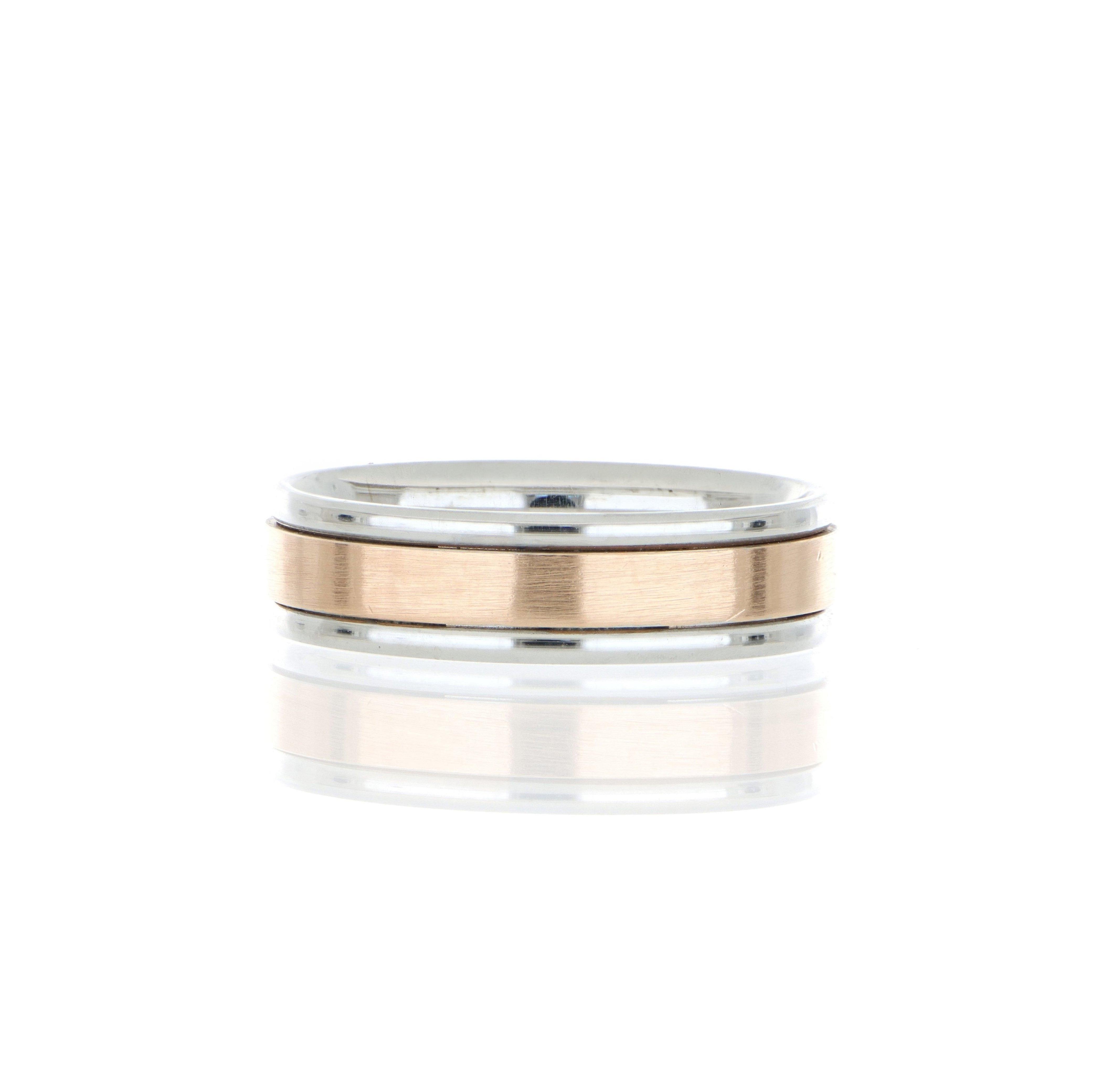 14k Rose and White Gold Men's Wedding Band - Charles Koll Jewelers