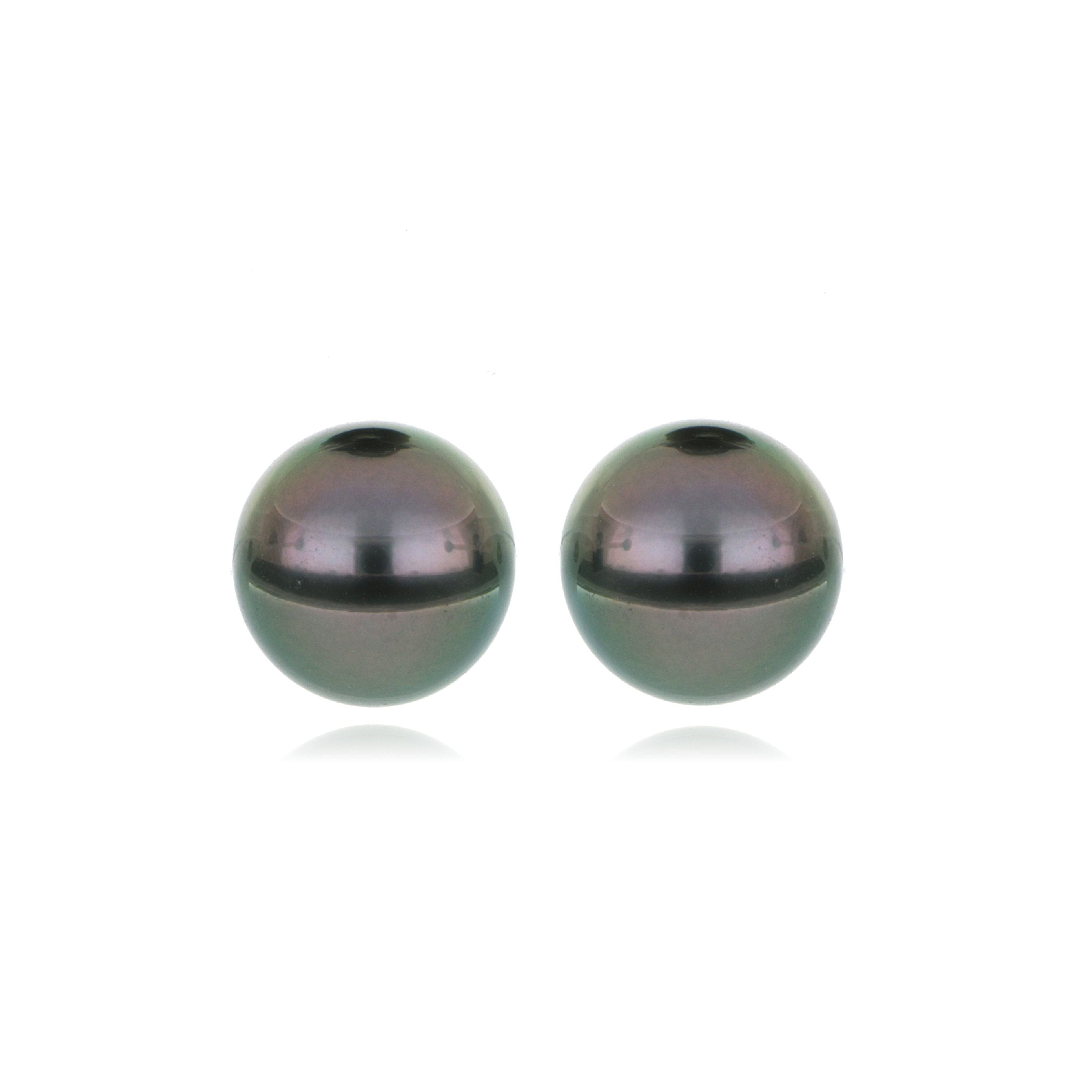 14k Yellow Gold 9mm Tahitian Pearl Studs