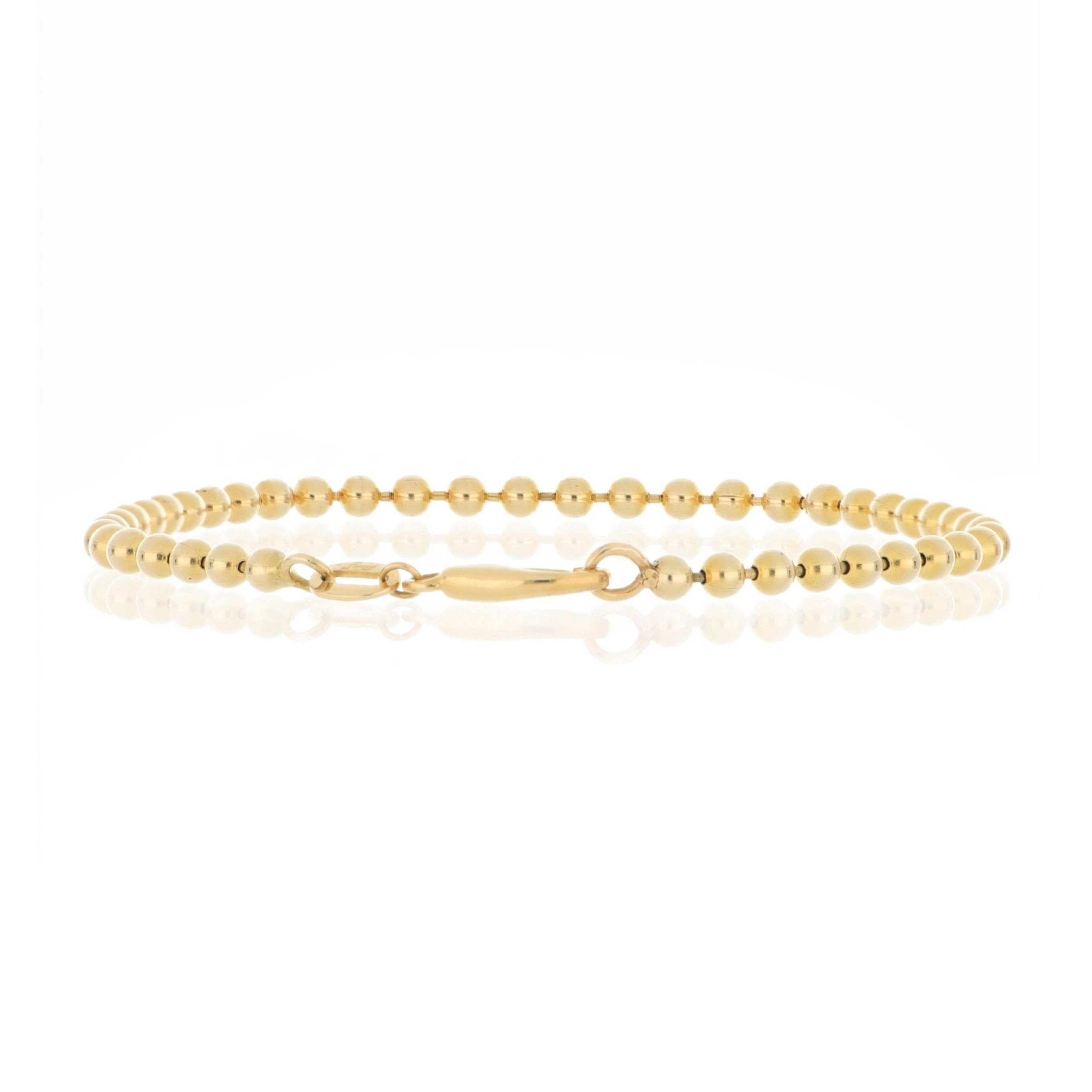 14k Yellow Gold Tiny Ball Bracelet - Charles Koll Jewelers