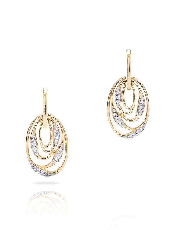 18k Rose Gold Diamond Accented Multi-Layer Hoop Earrings