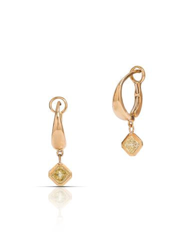 18k Rose Gold Fancy Yellow Diamond Drop Earrings