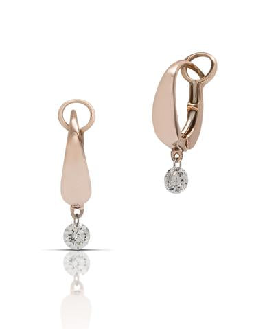 18k Rose Gold Diamond Huggie Earrings