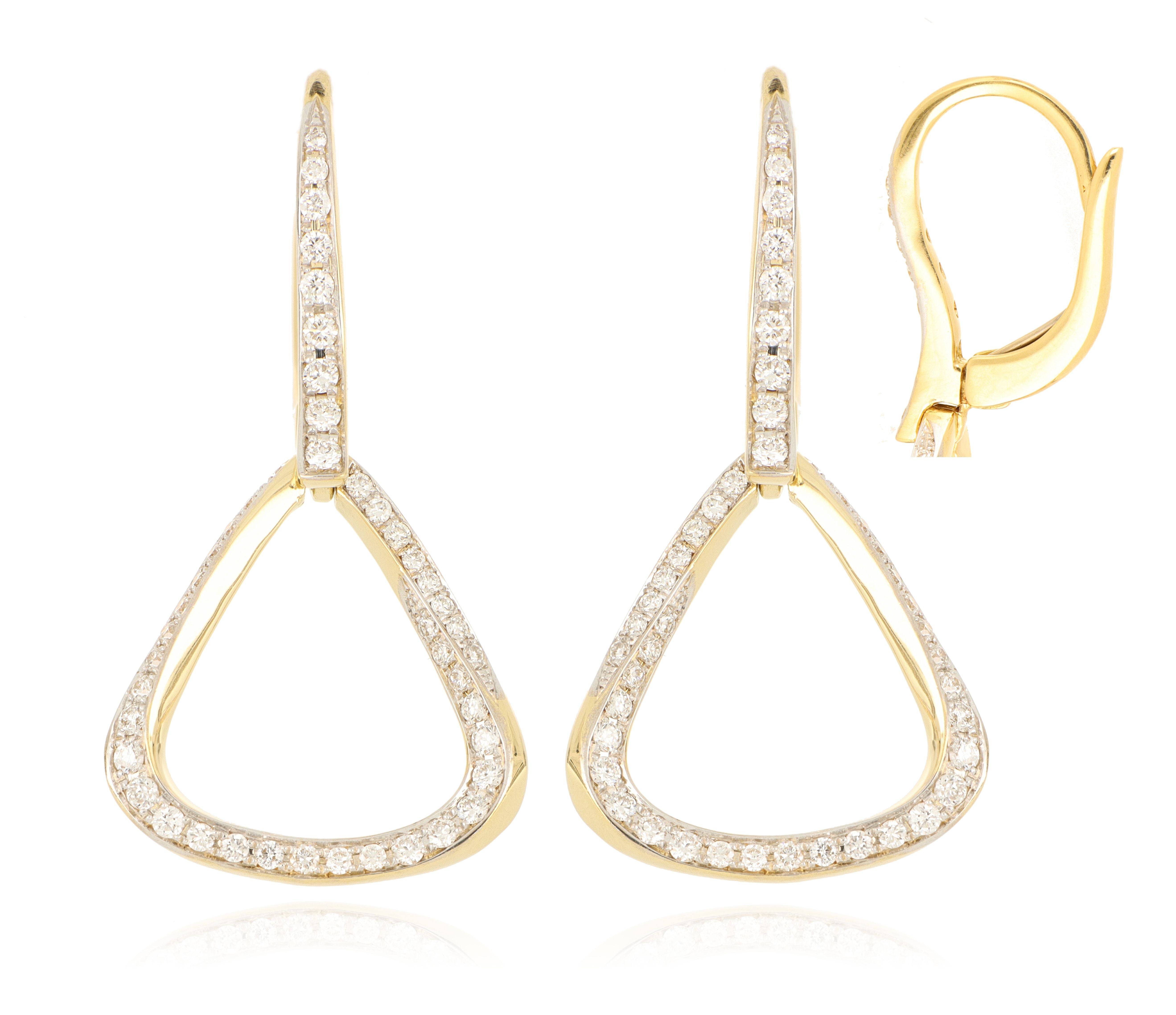 18k Yellow Gold Diamond Fashion Drop Earrings