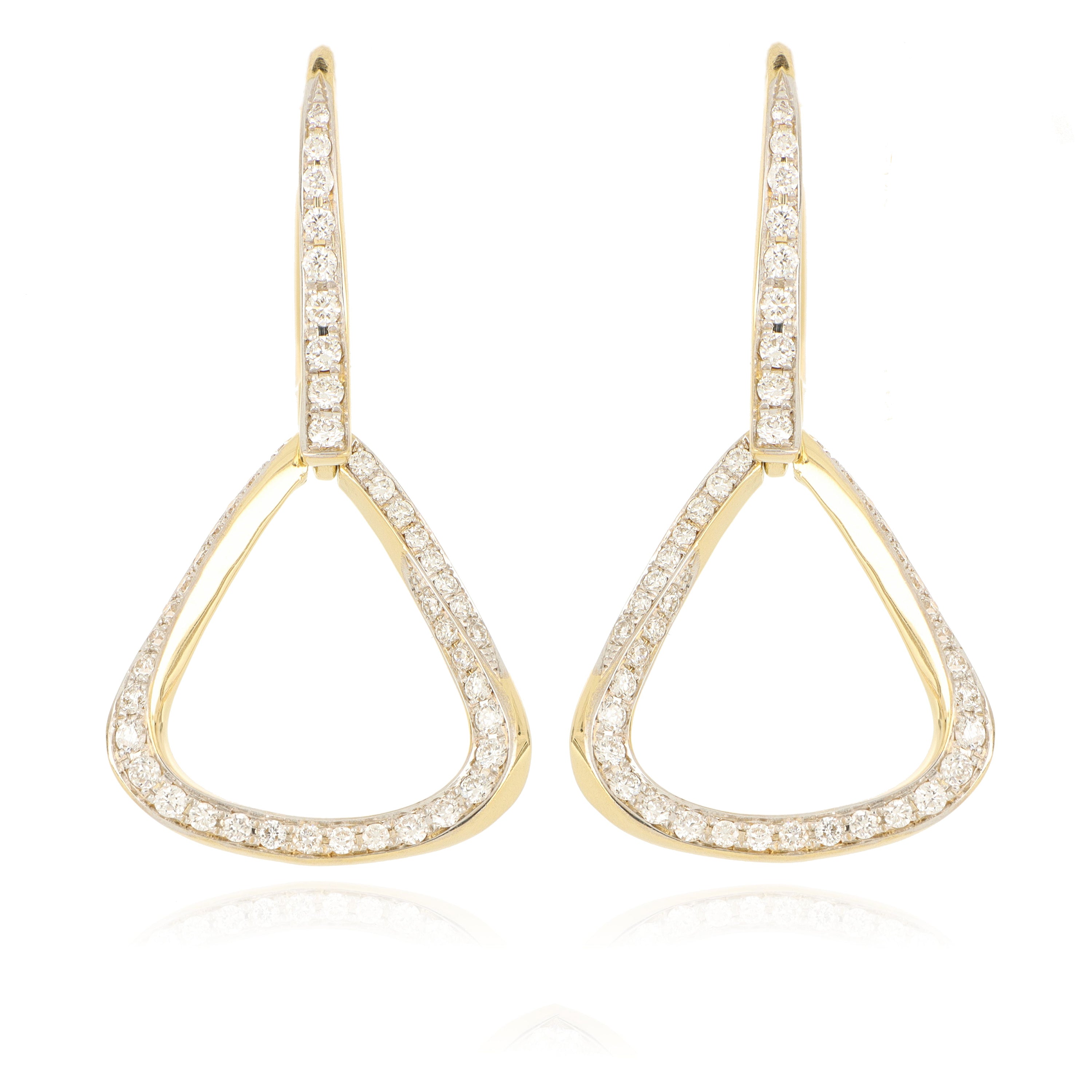 18k Yellow Gold Diamond Fashion Drop Earrings