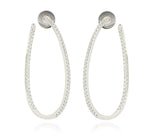 18k White Gold Oval Twist Diamond Earrings