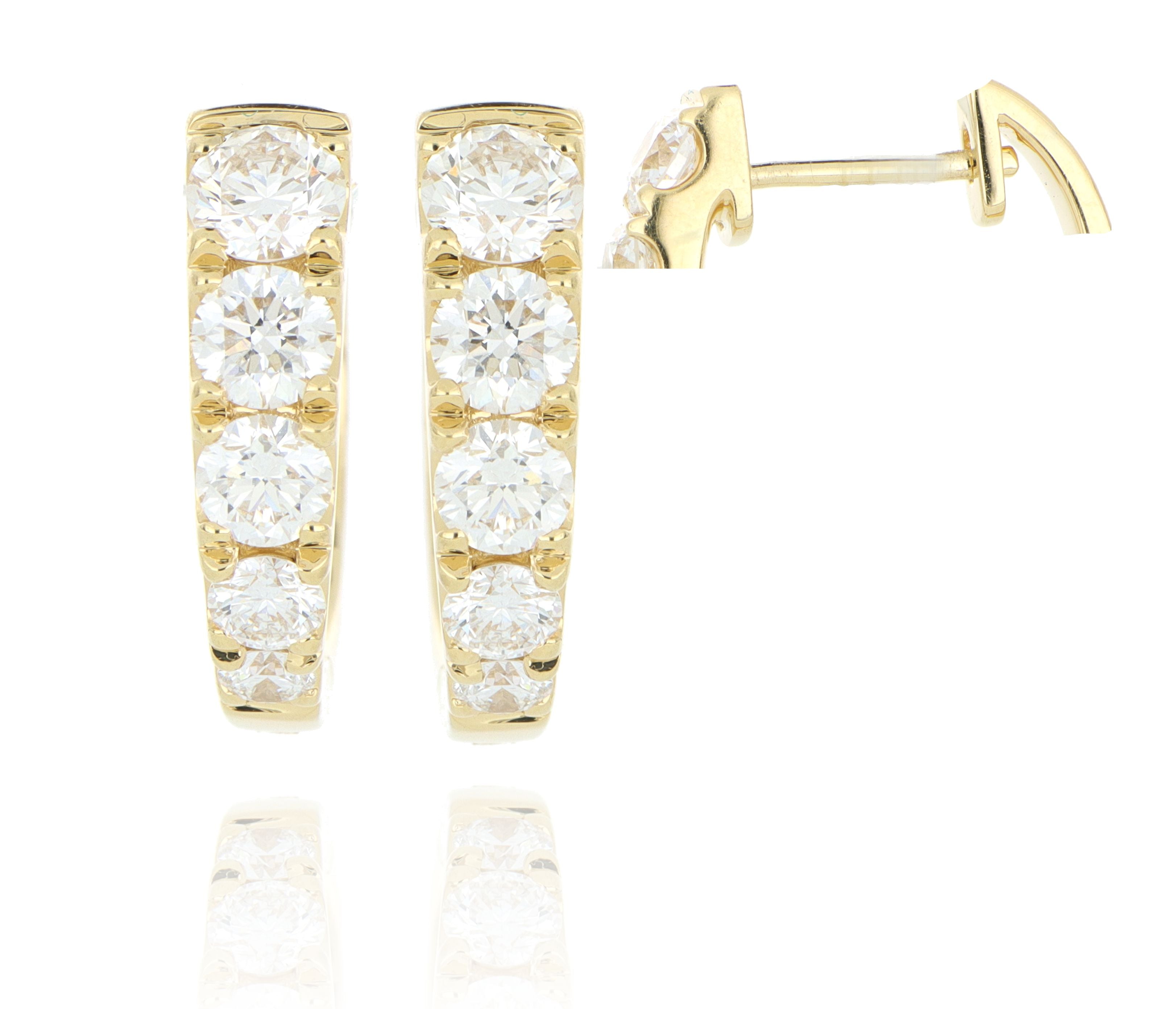 18k Yellow Gold Diamond Huggie Earrings