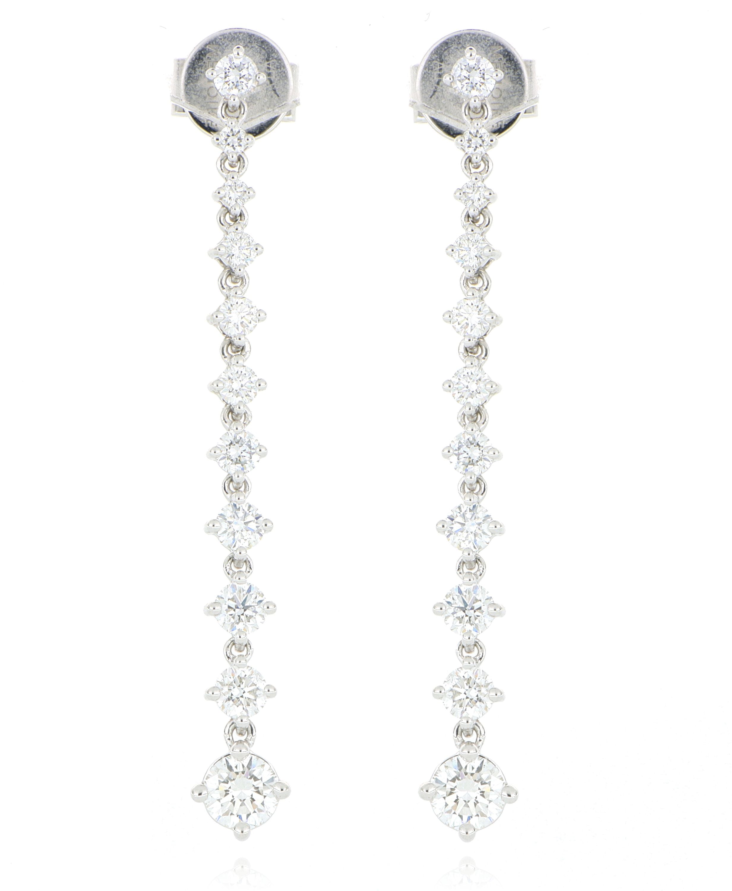 18k White Gold Diamond Drop Earrings - Charles Koll Jewelers