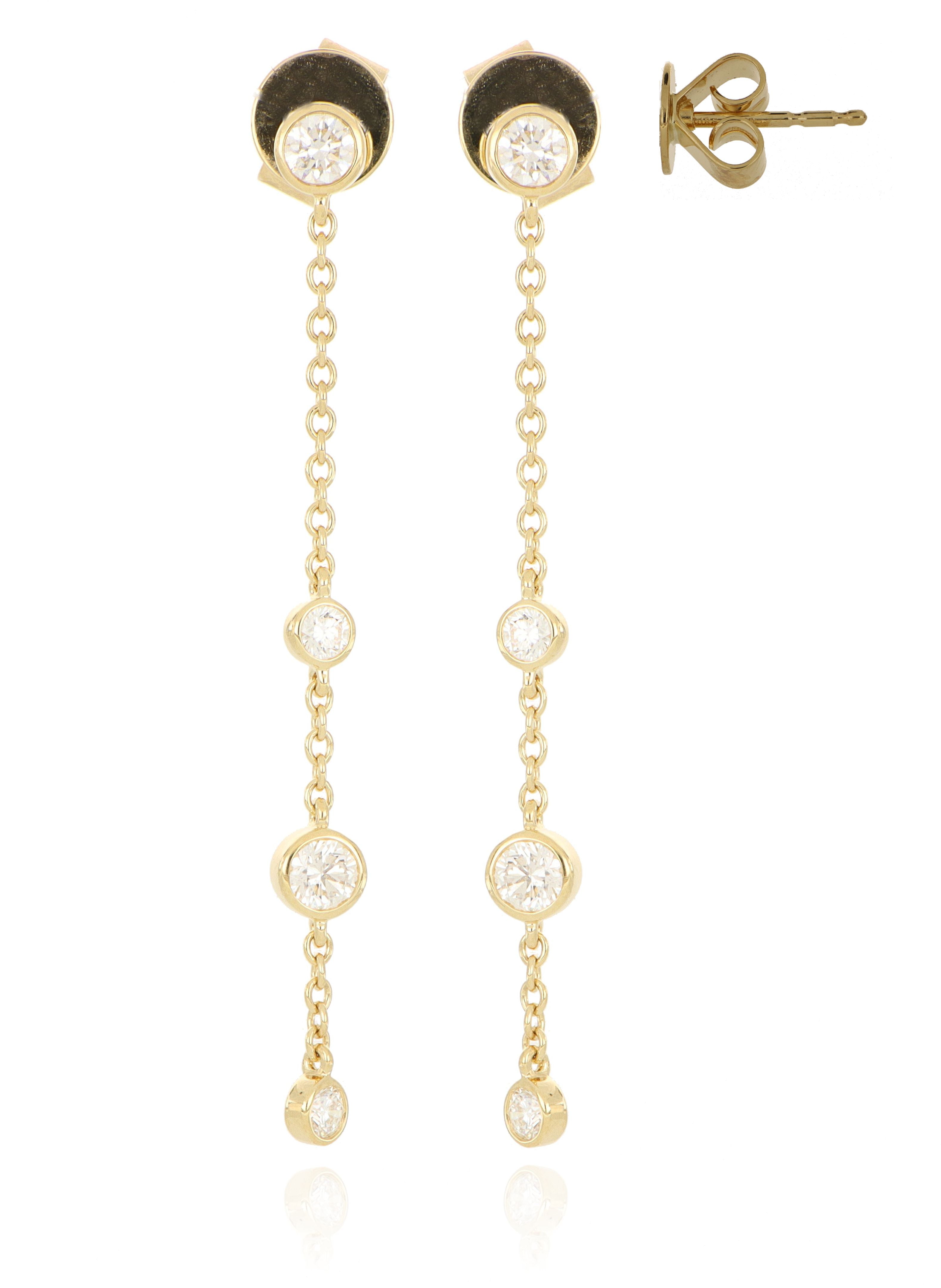 18k Yellow Gold Diamond Cascade Drop Earrings - Charles Koll Jewelers