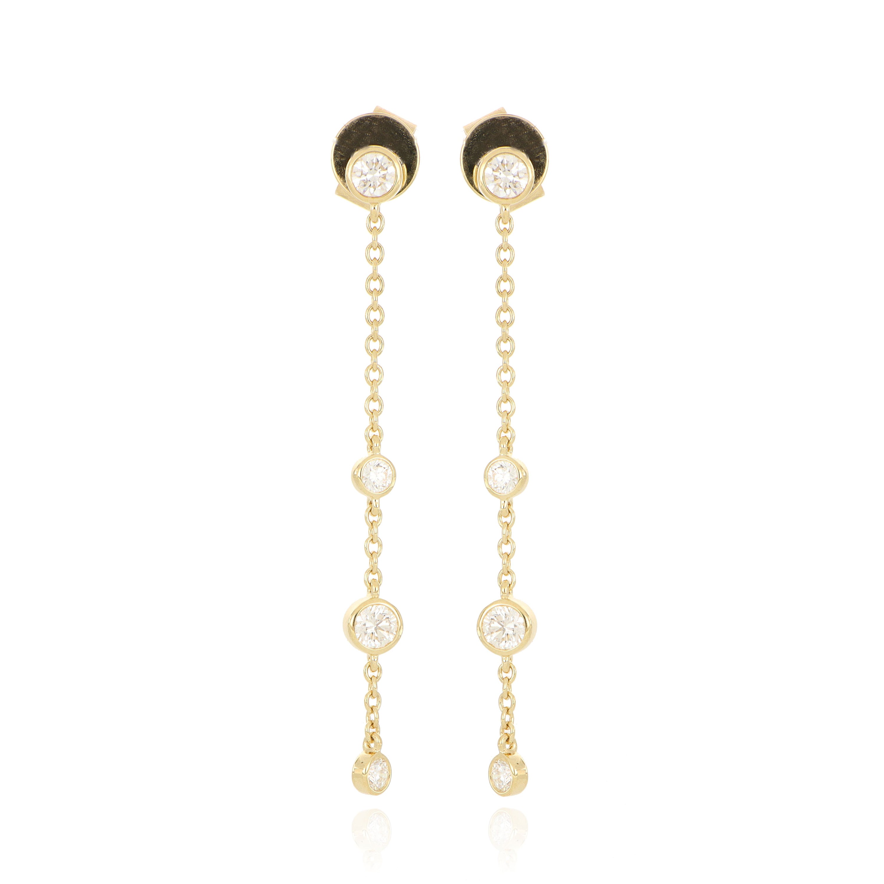 18k Yellow Gold Diamond Cascade Drop Earrings