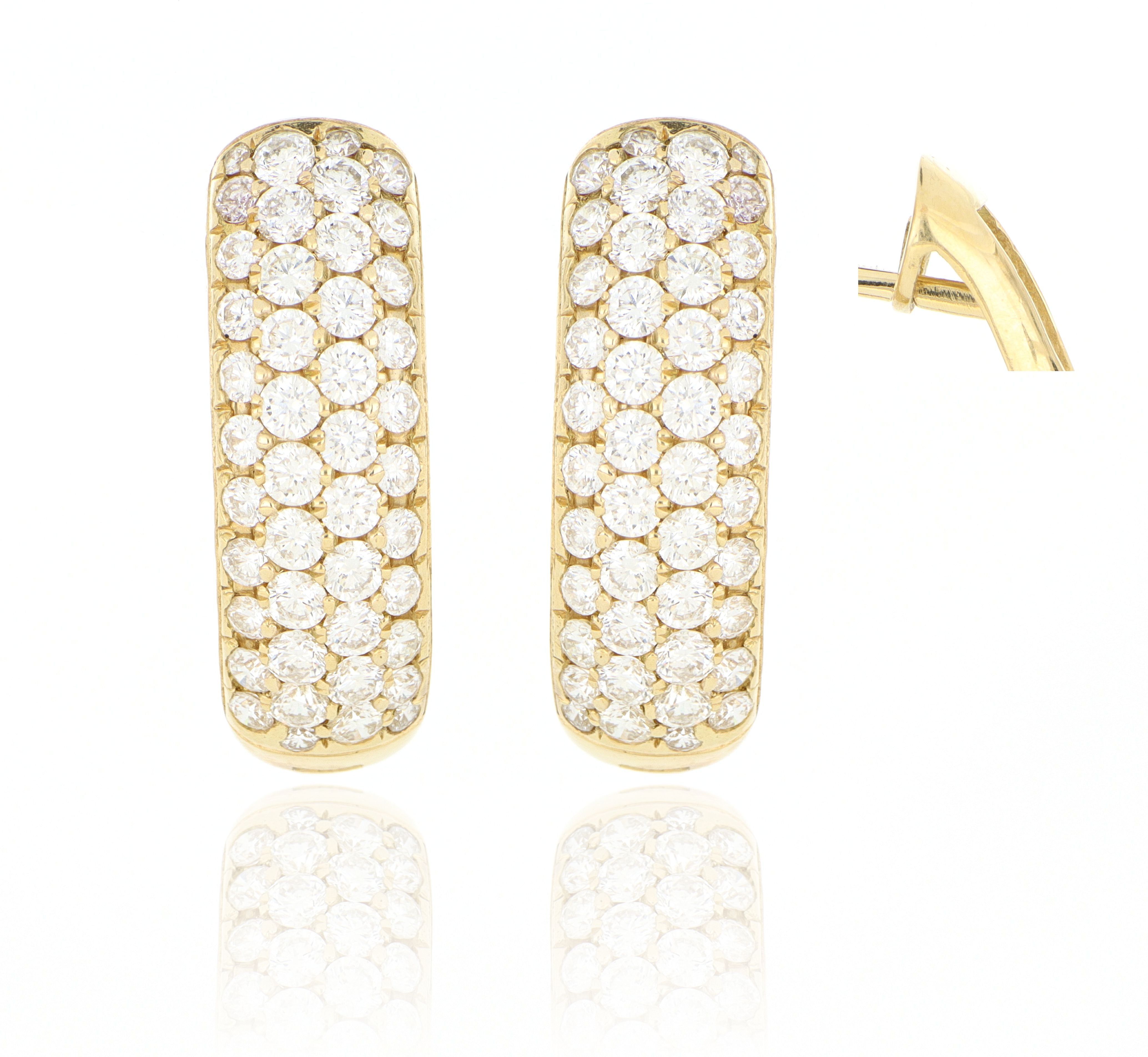 18k Yellow Gold Light-weight Oval Diamond Hoops