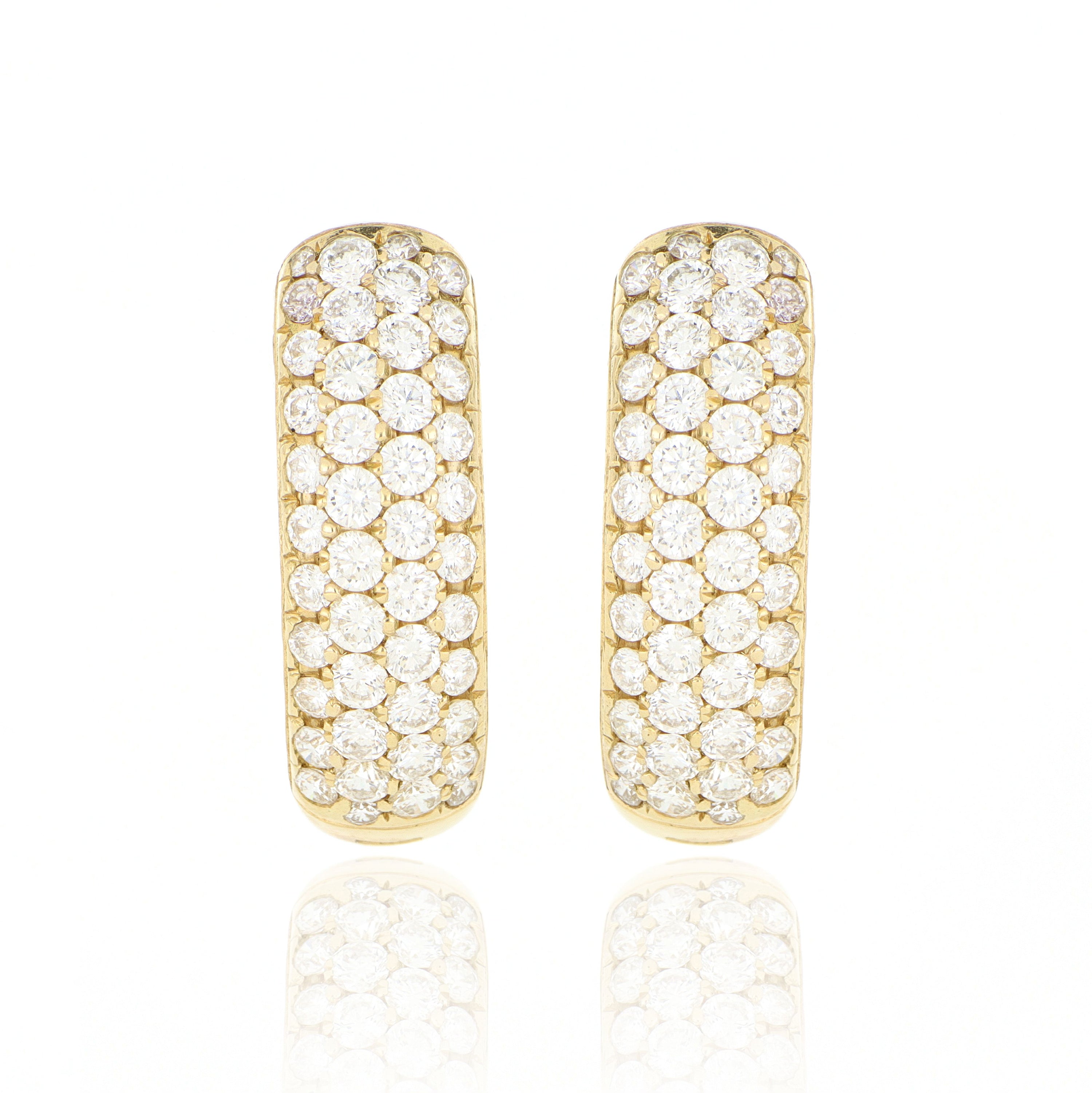 18k Yellow Gold Light-weight Oval Diamond Hoops