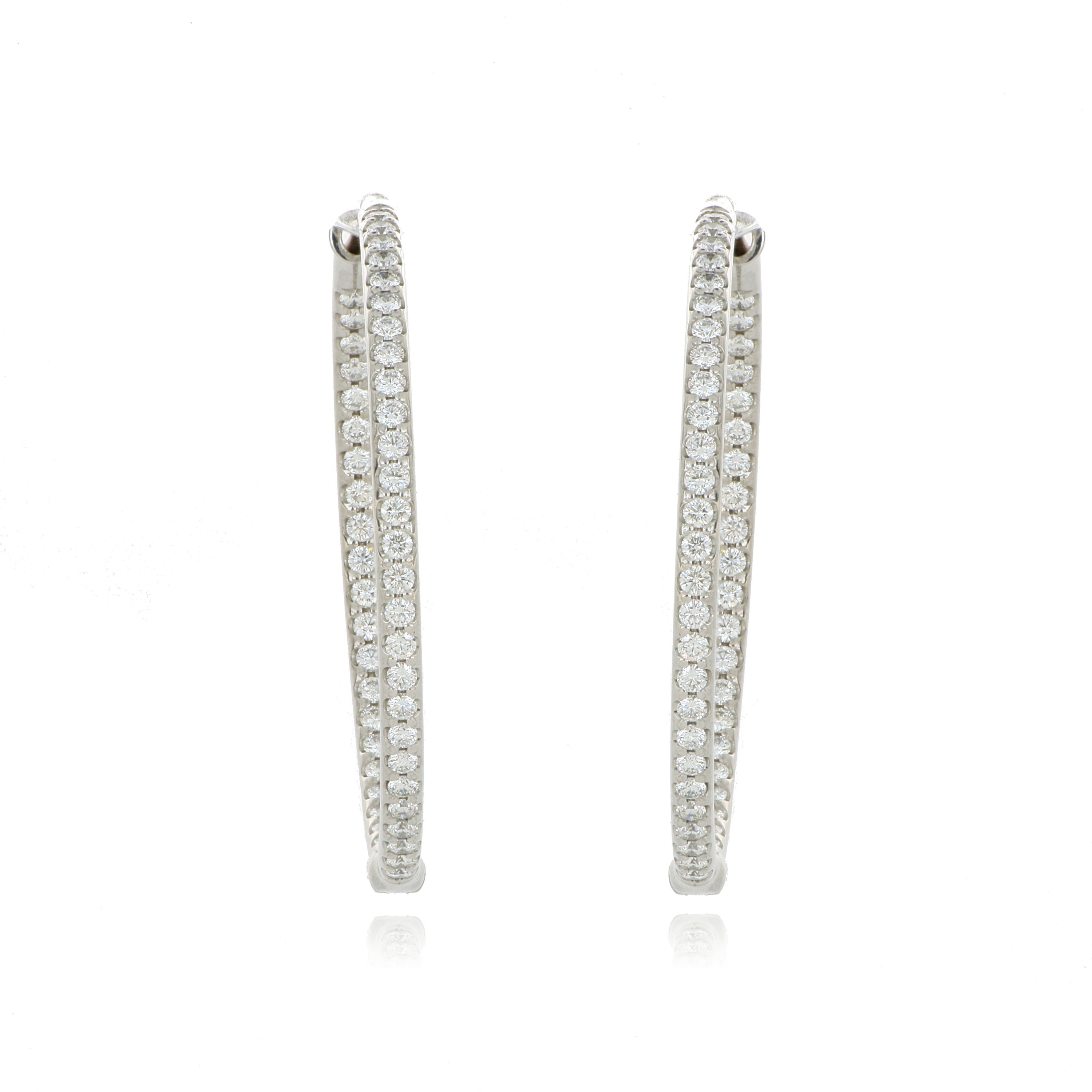 18k White Gold Inside Out Diamond hoops