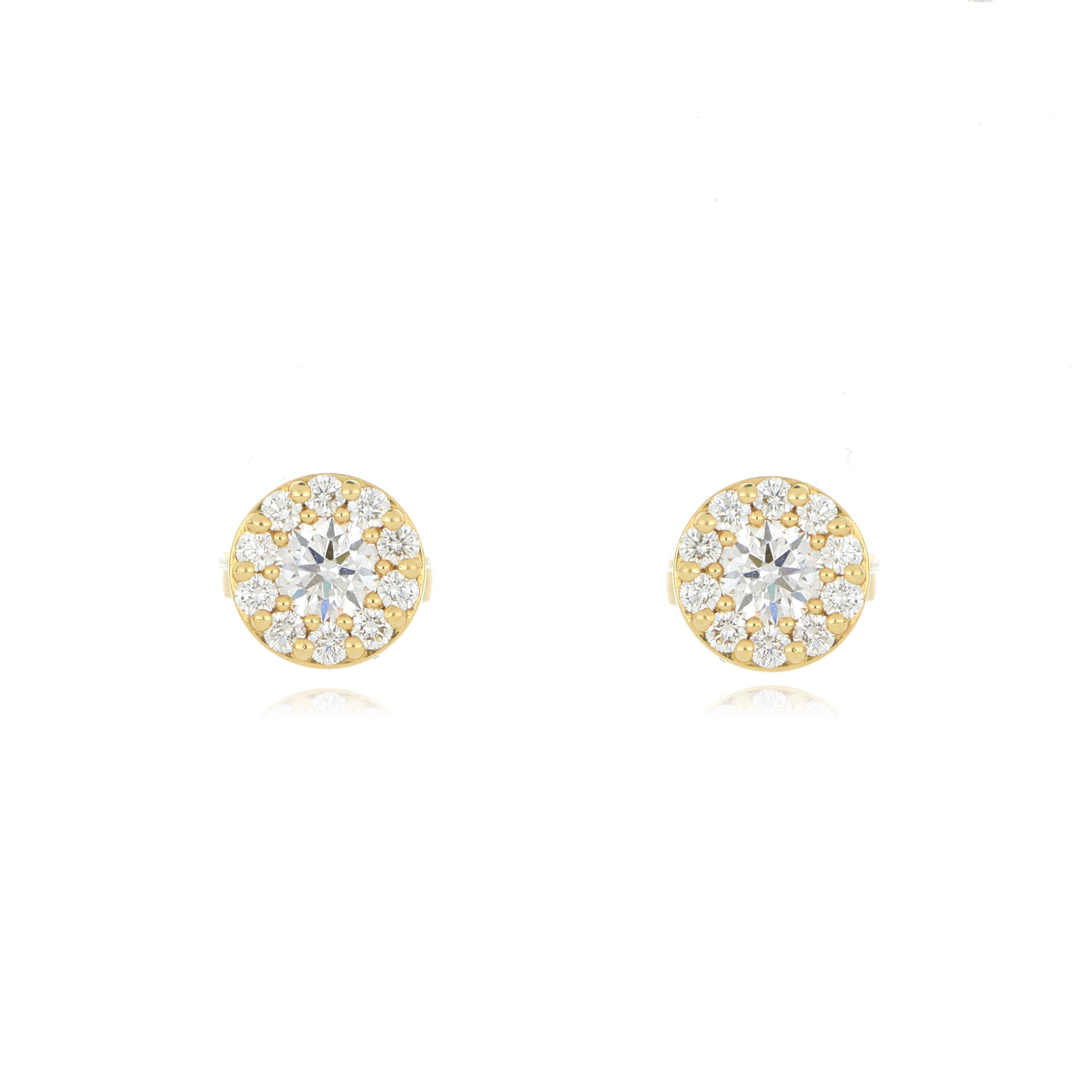 18k Yellow Hearts On Fire Diamond Earrings