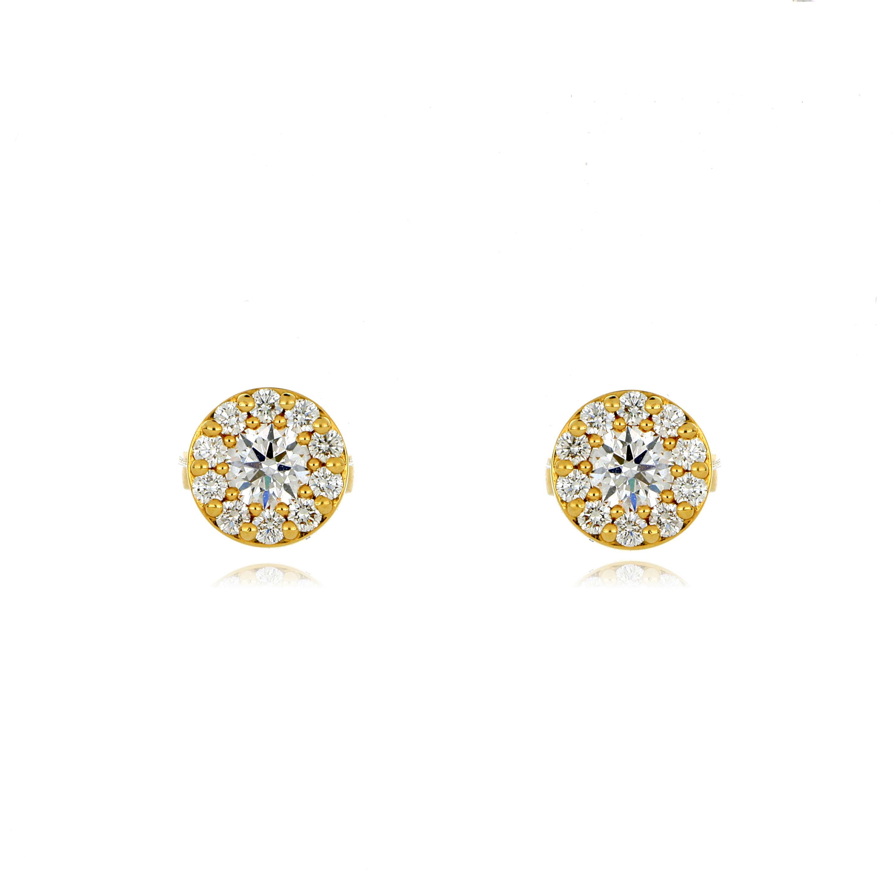 18k Yellow Hearts On Fire Diamond Earrings