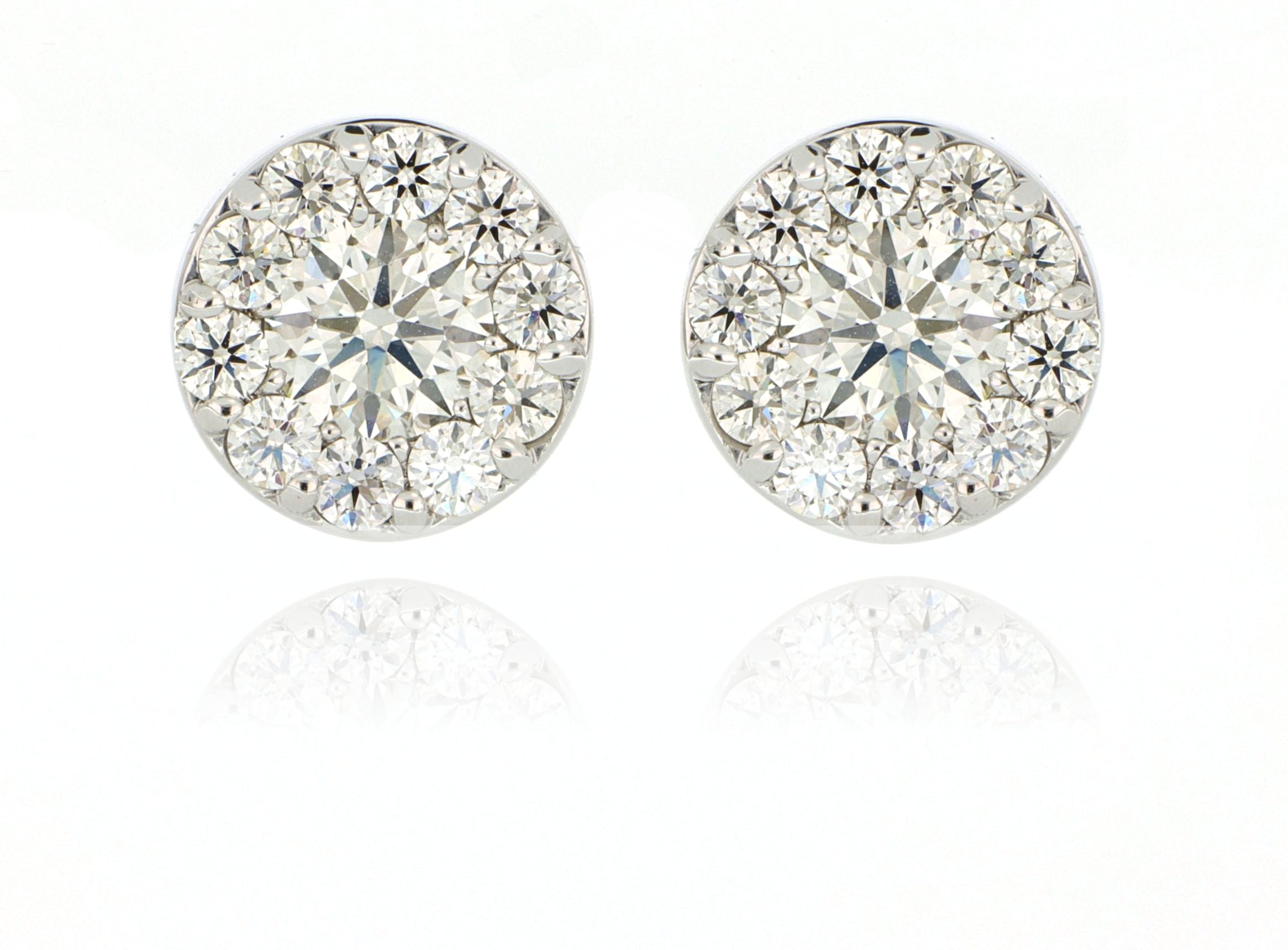 18k White Gold Hearts On Fire Diamond Halo Studs