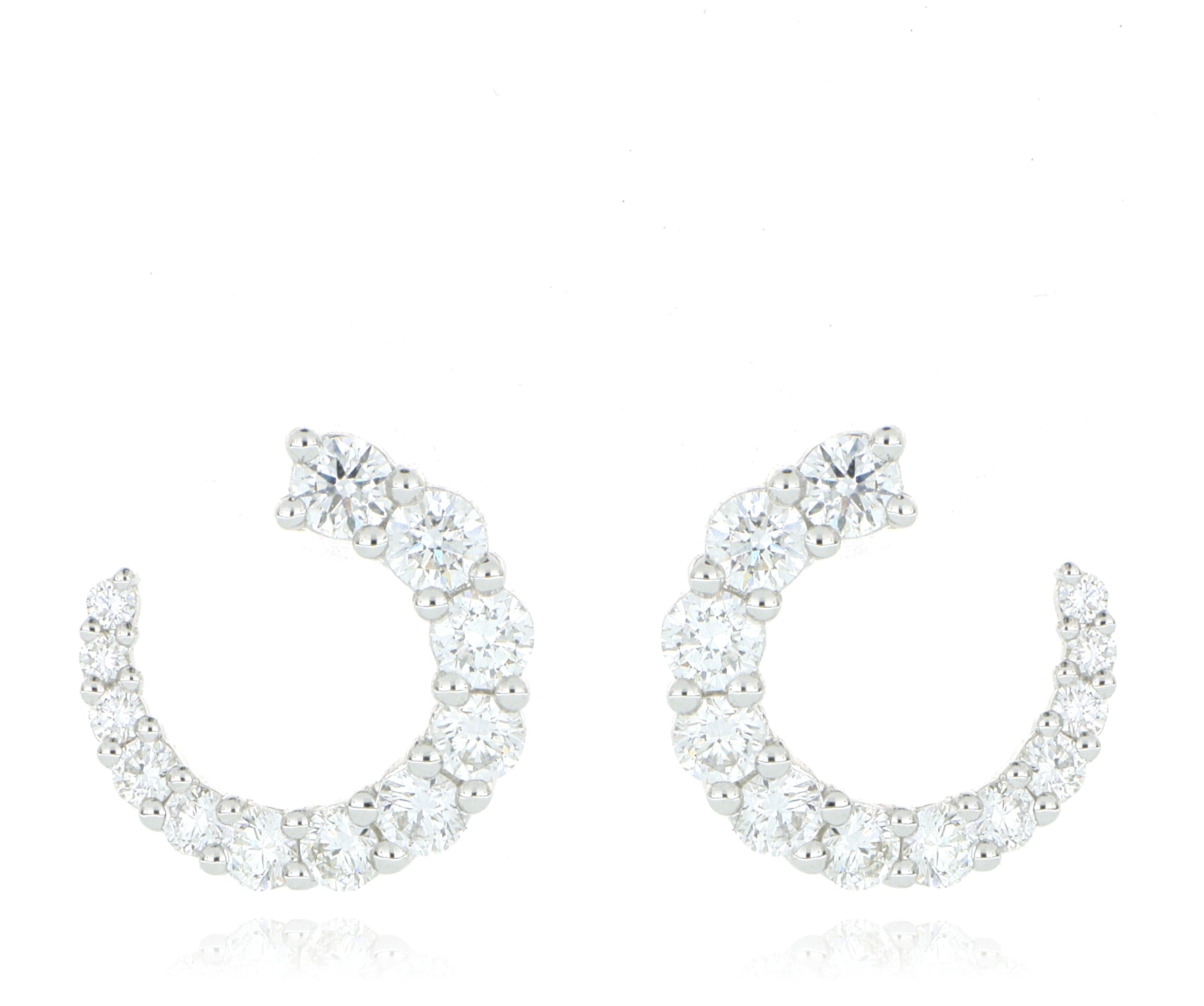 18k White Gold Tapered Diamond Earrings - Charles Koll Jewelers