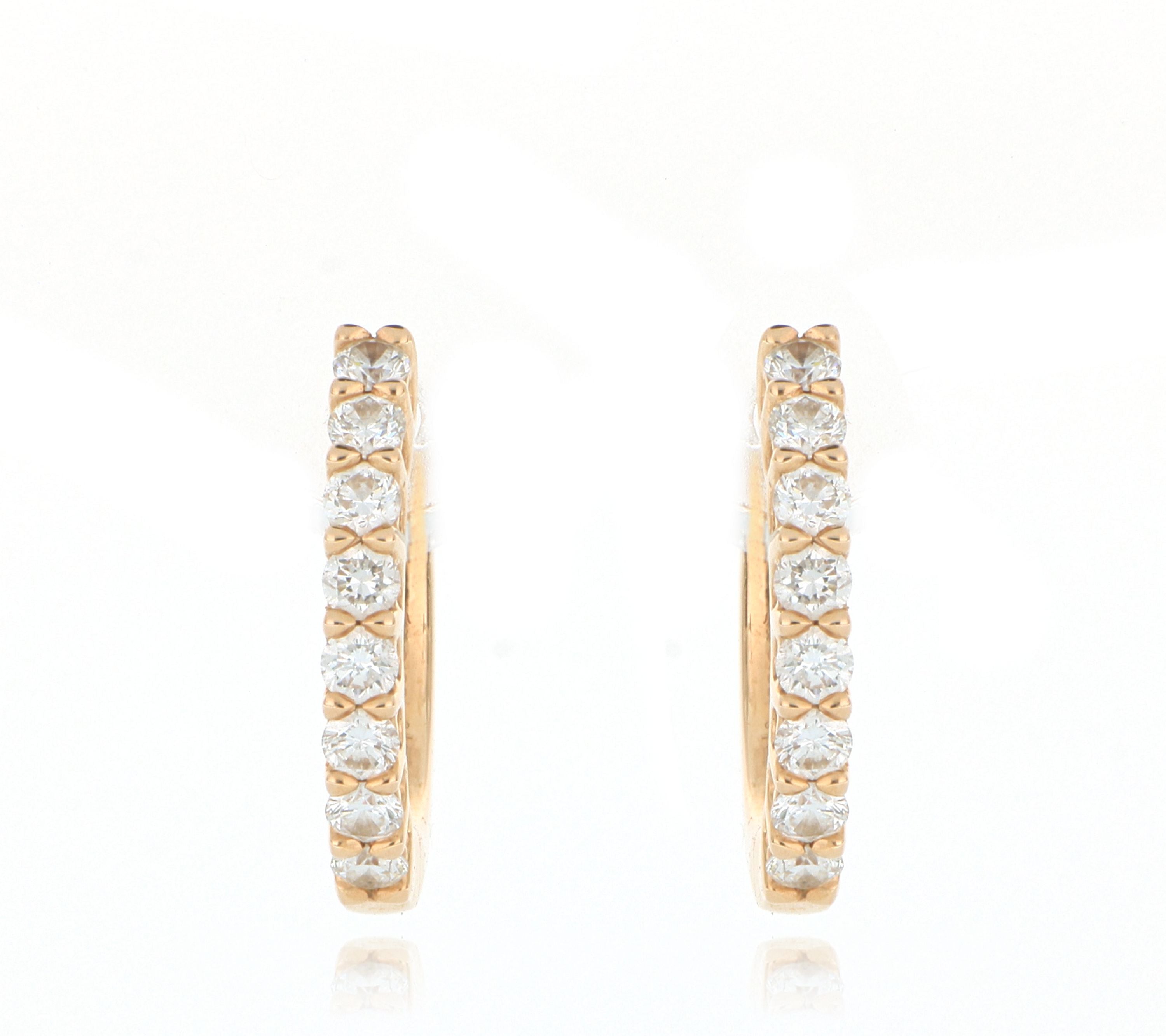 18k Rose Gold Woven Diamond Huggie Earrings