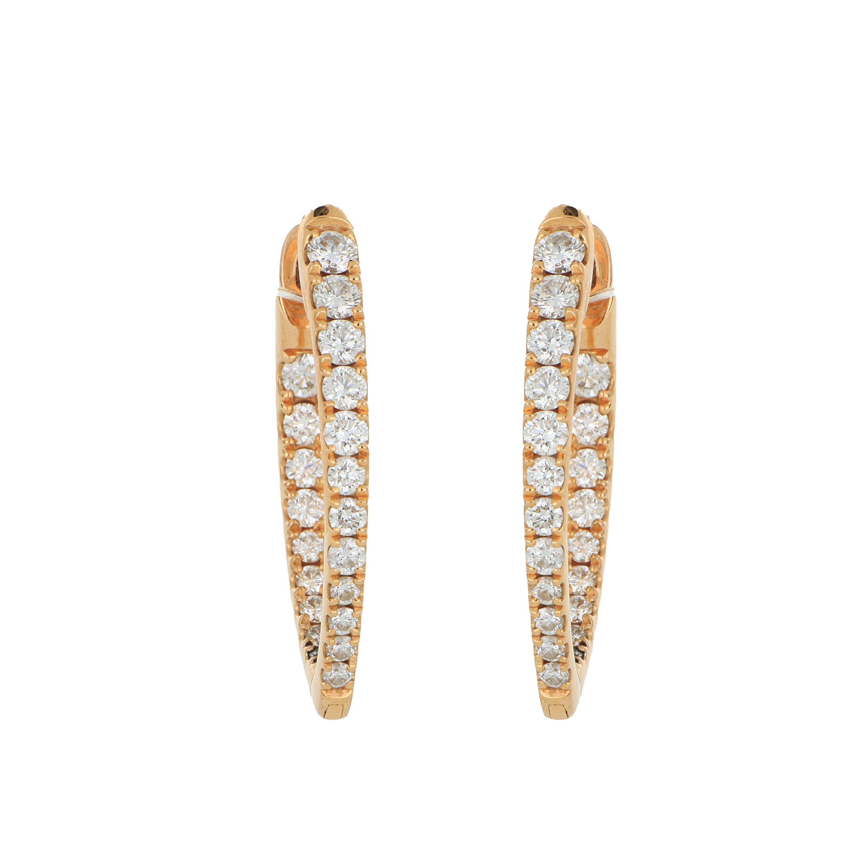 18k Rose Gold Diamond Imperial Hoops
