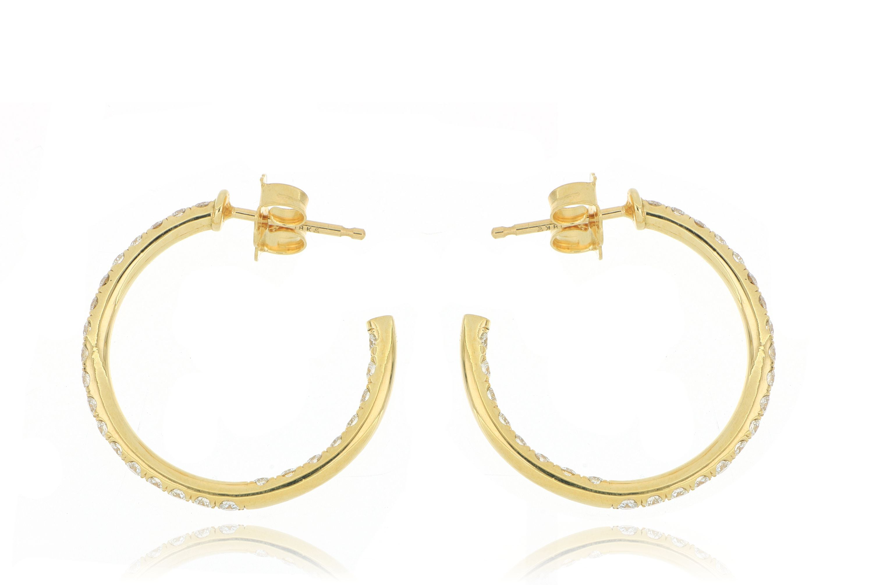 18k Yellow Gold Hearts On Fire Inside Out Diamond Hoop Earrings - Charles Koll Jewelers