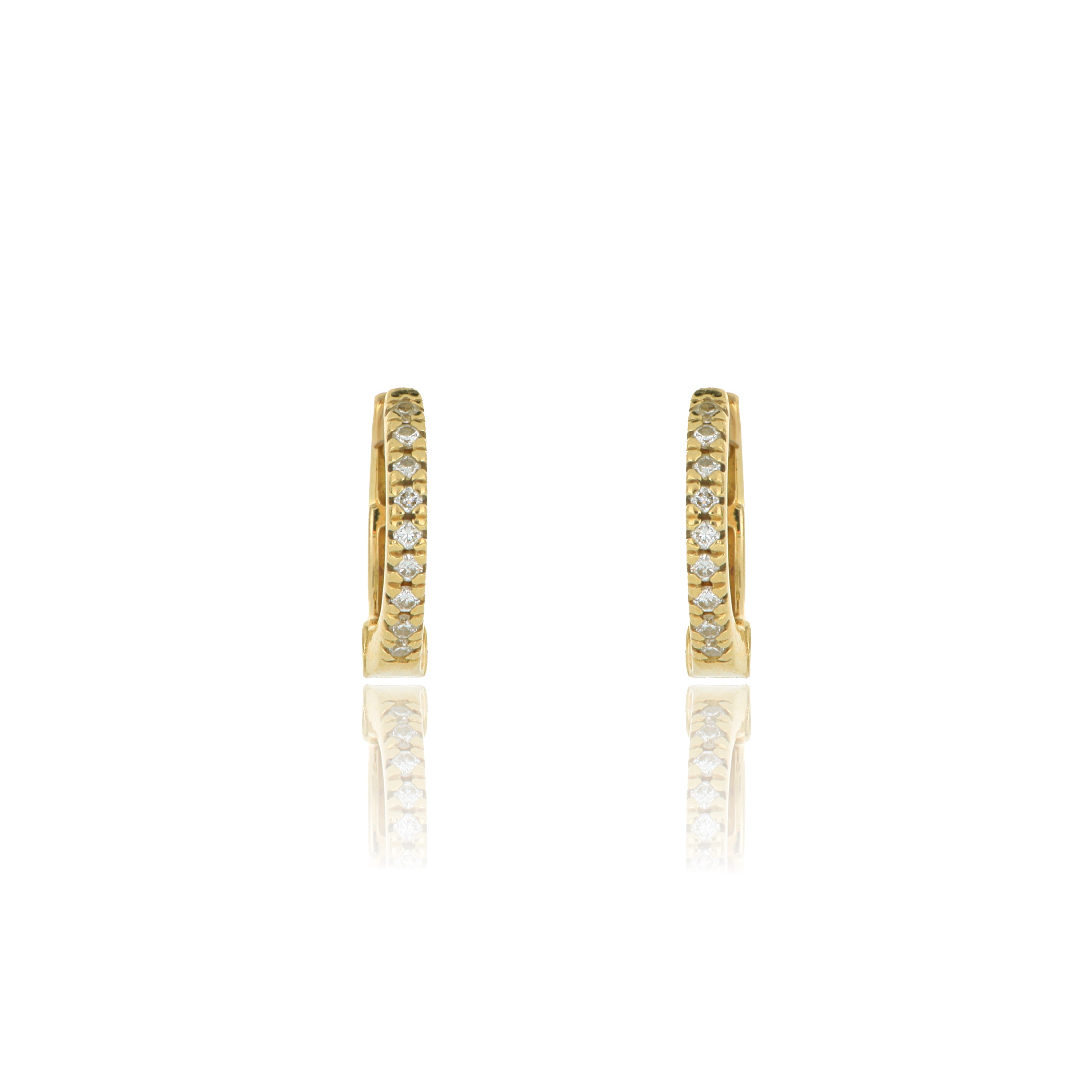 18k Yellow Gold Mini Diamond Hoops - Charles Koll Jewelers