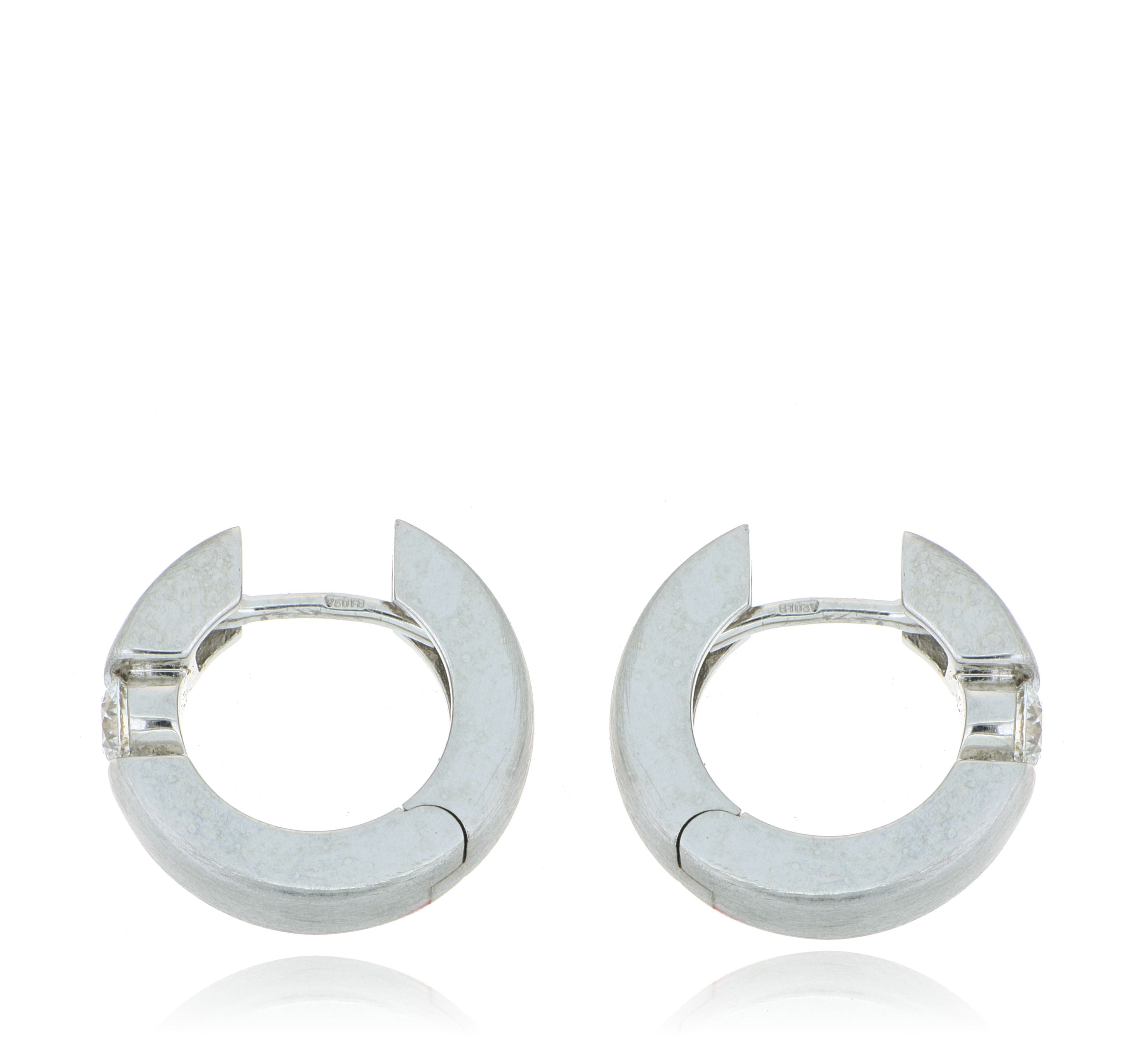 18k White Gold Diamond Huggie Earrings - Charles Koll Jewelers